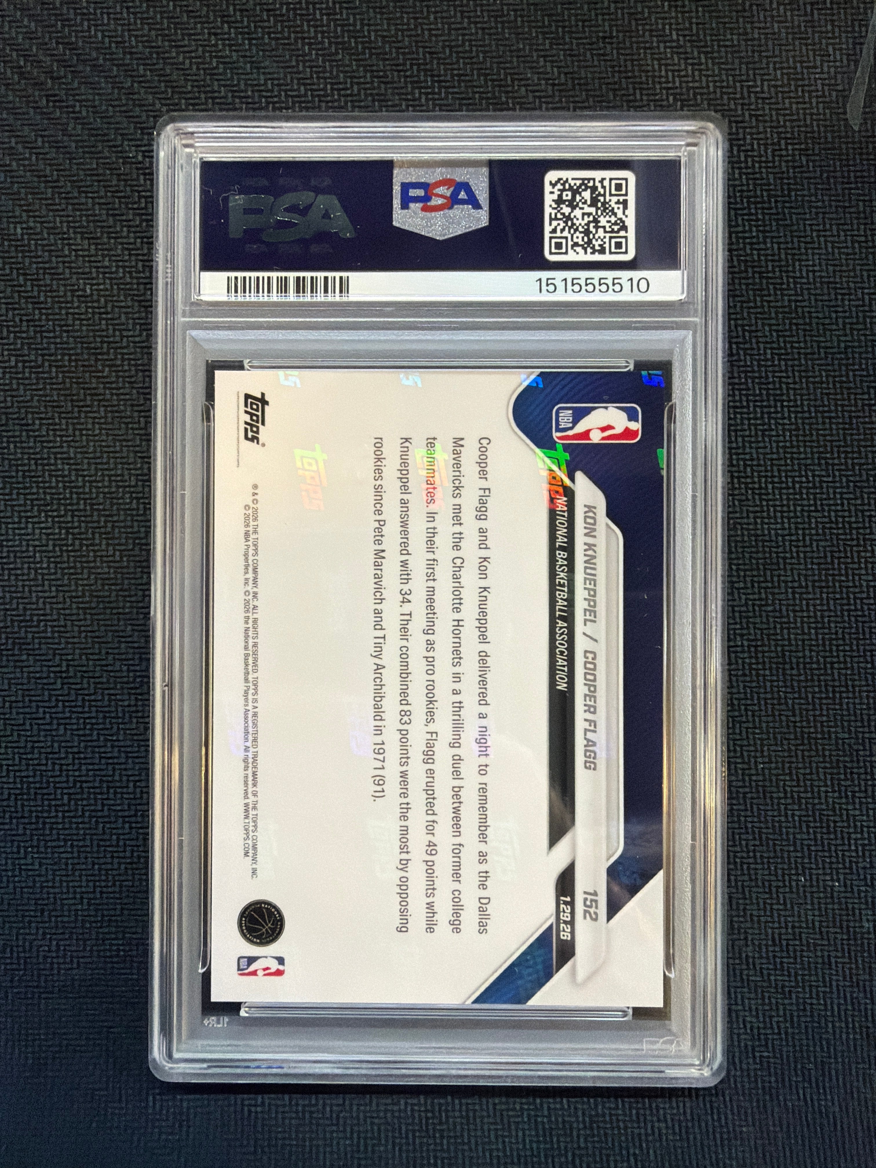 2025 Topps Now Cooper Flagg Kon Knueppel Rookie PSA 10 510