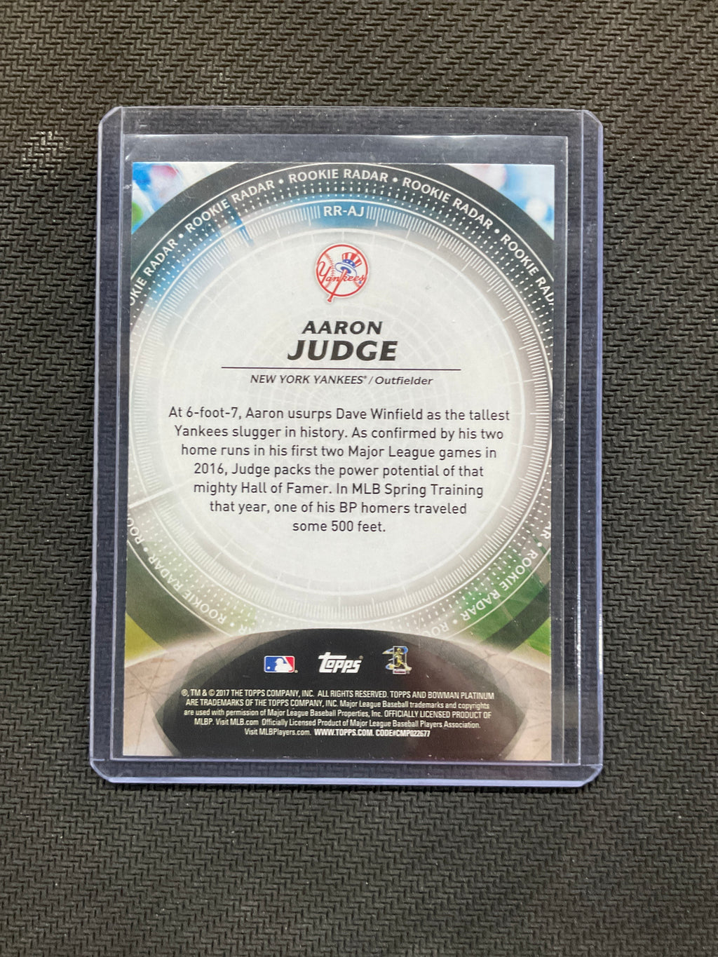 2017 Bowman Platinum Rookie Radar Aaron Judge Rookie Yankees