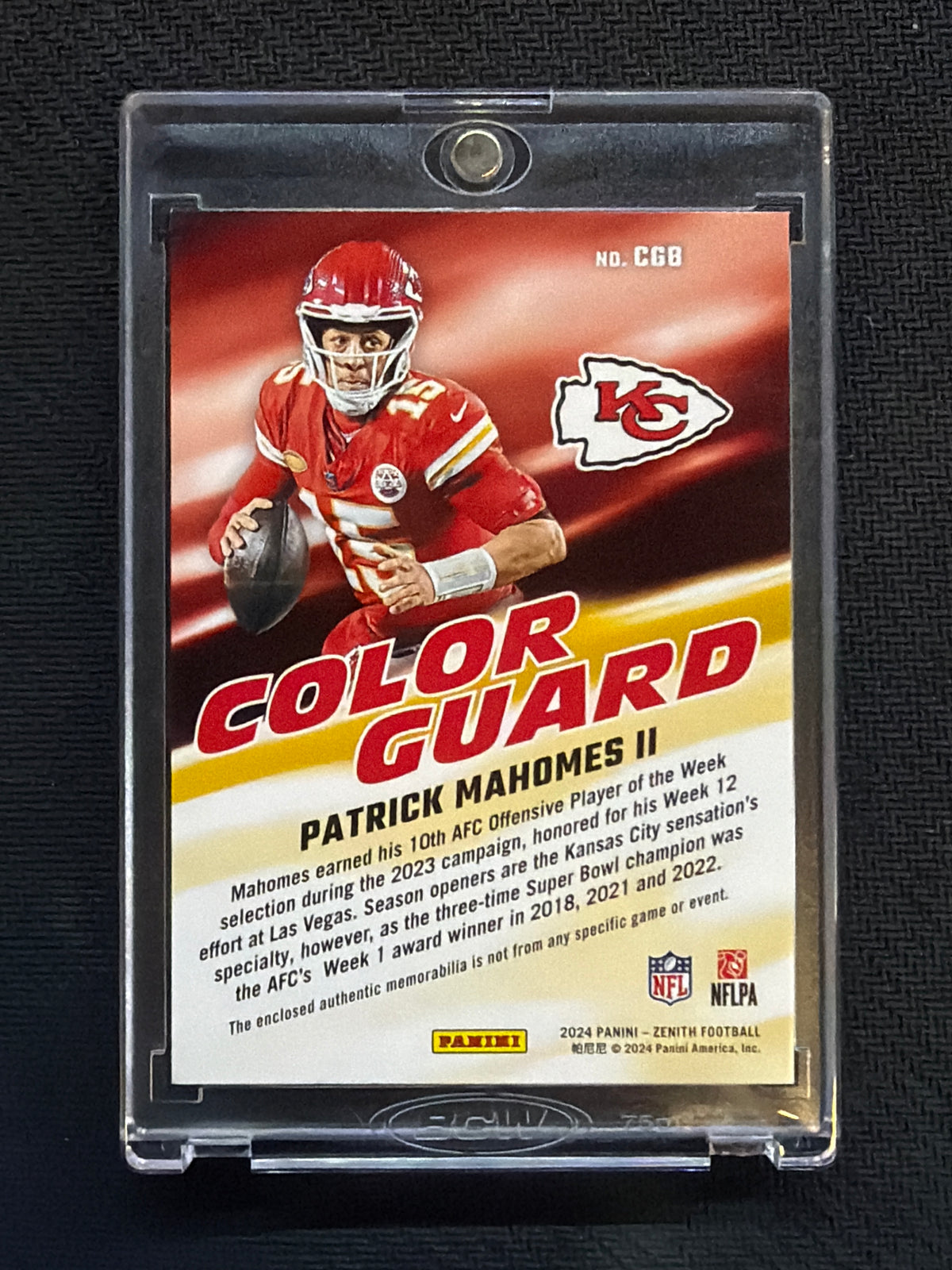 2024 Panini Zenith Patrick Mahomes Color Guard Patch Chiefs