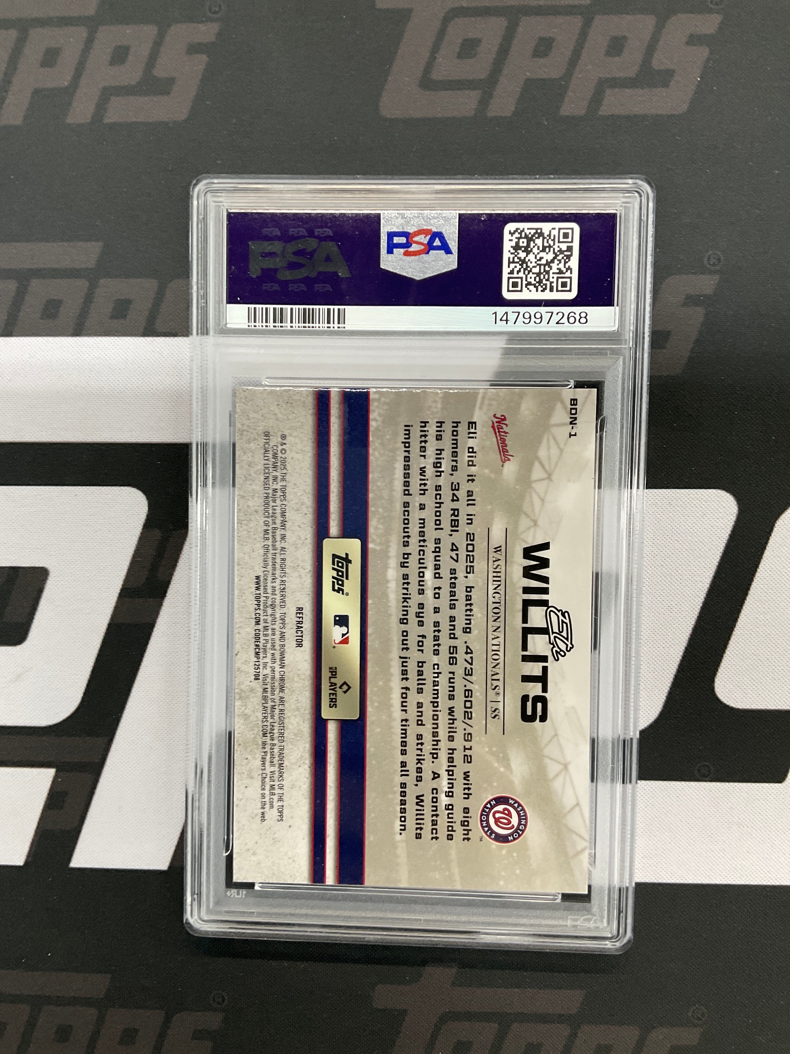 2025 Bowman Draft Eli Willits Draft Night Refractor /250 PSA 10