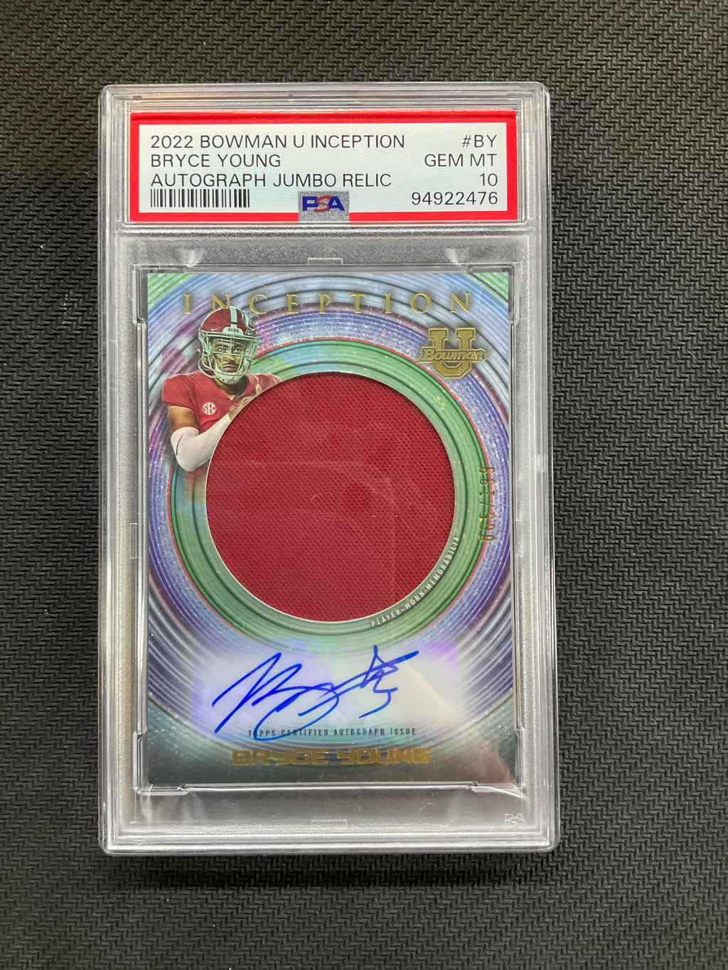 2022 Bowman U Inception Bryce Young Patch Auto /199 PSA 10 Alabama 476