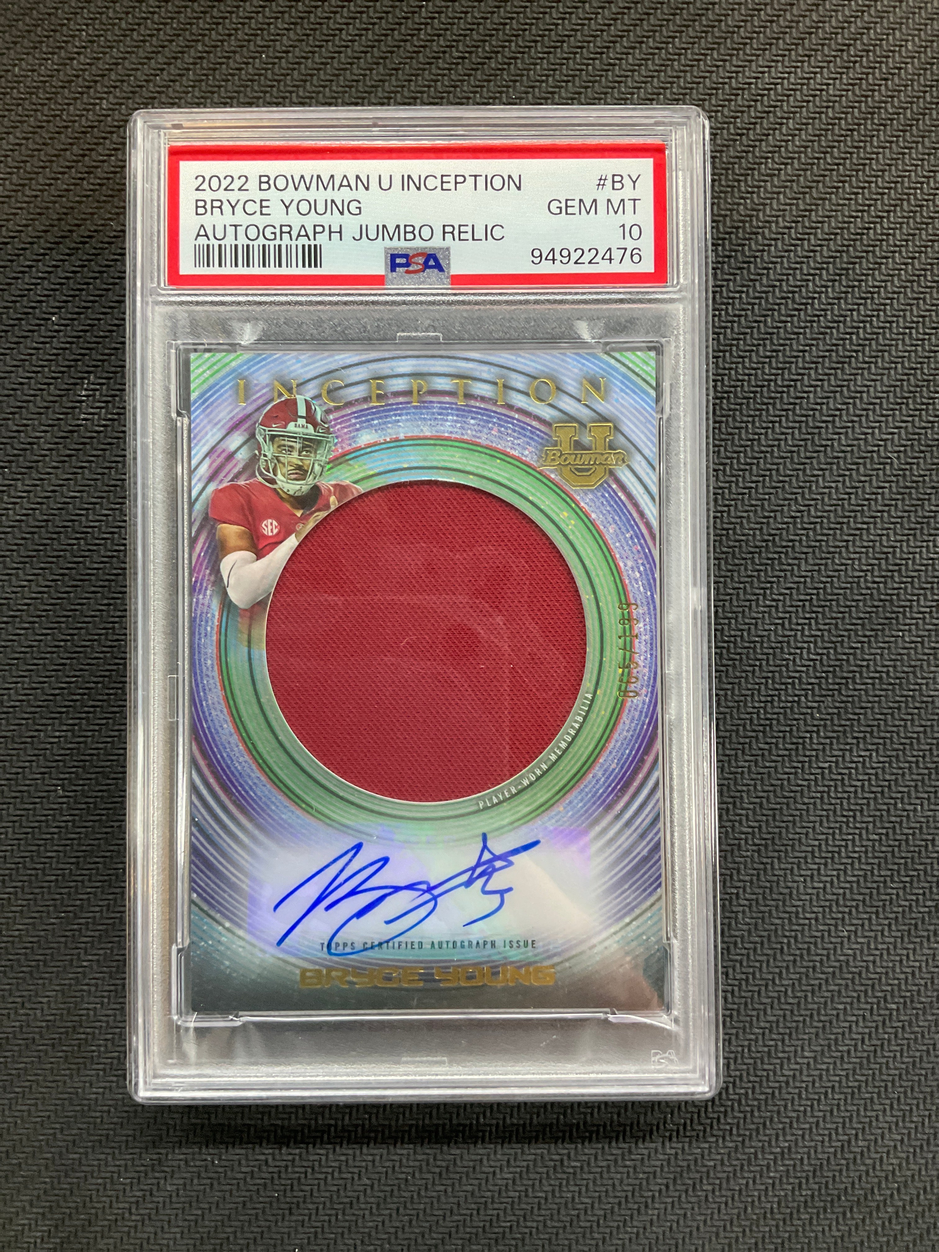 2022 Bowman U Inception Bryce Young Patch Auto /199 PSA 10 Alabama 476