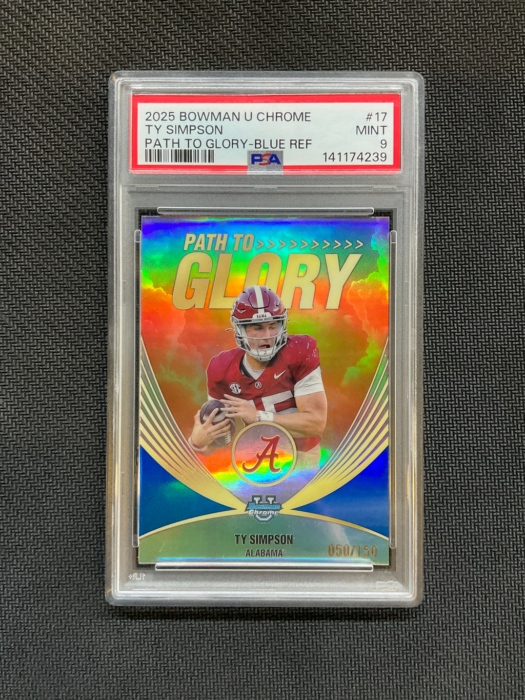 2025 Bowman U Chrome Ty Simpson Path Glory Blue /150 PSA 9 Alabama