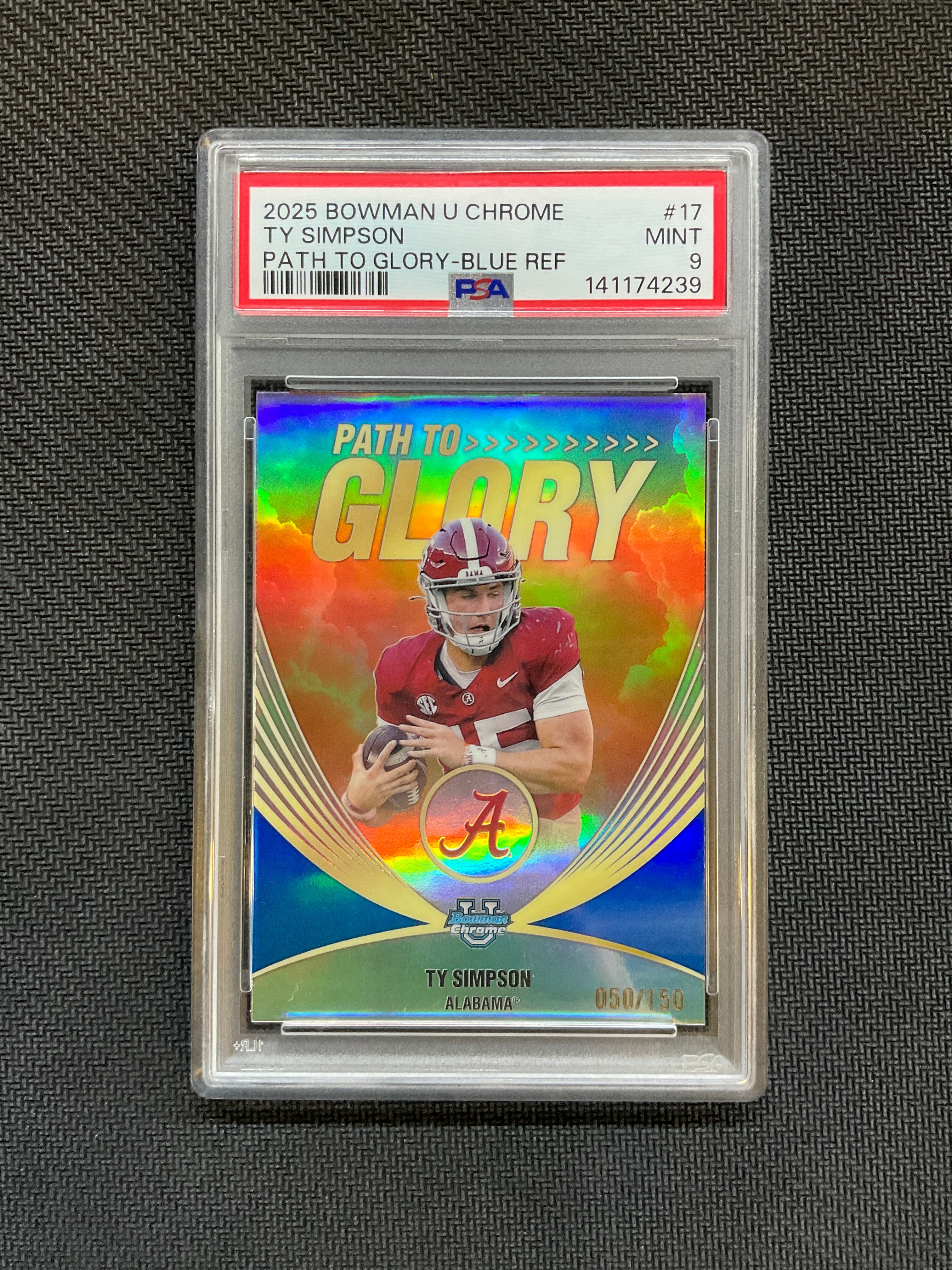 2025 Bowman U Chrome Ty Simpson Path Glory Blue /150 PSA 9 Alabama