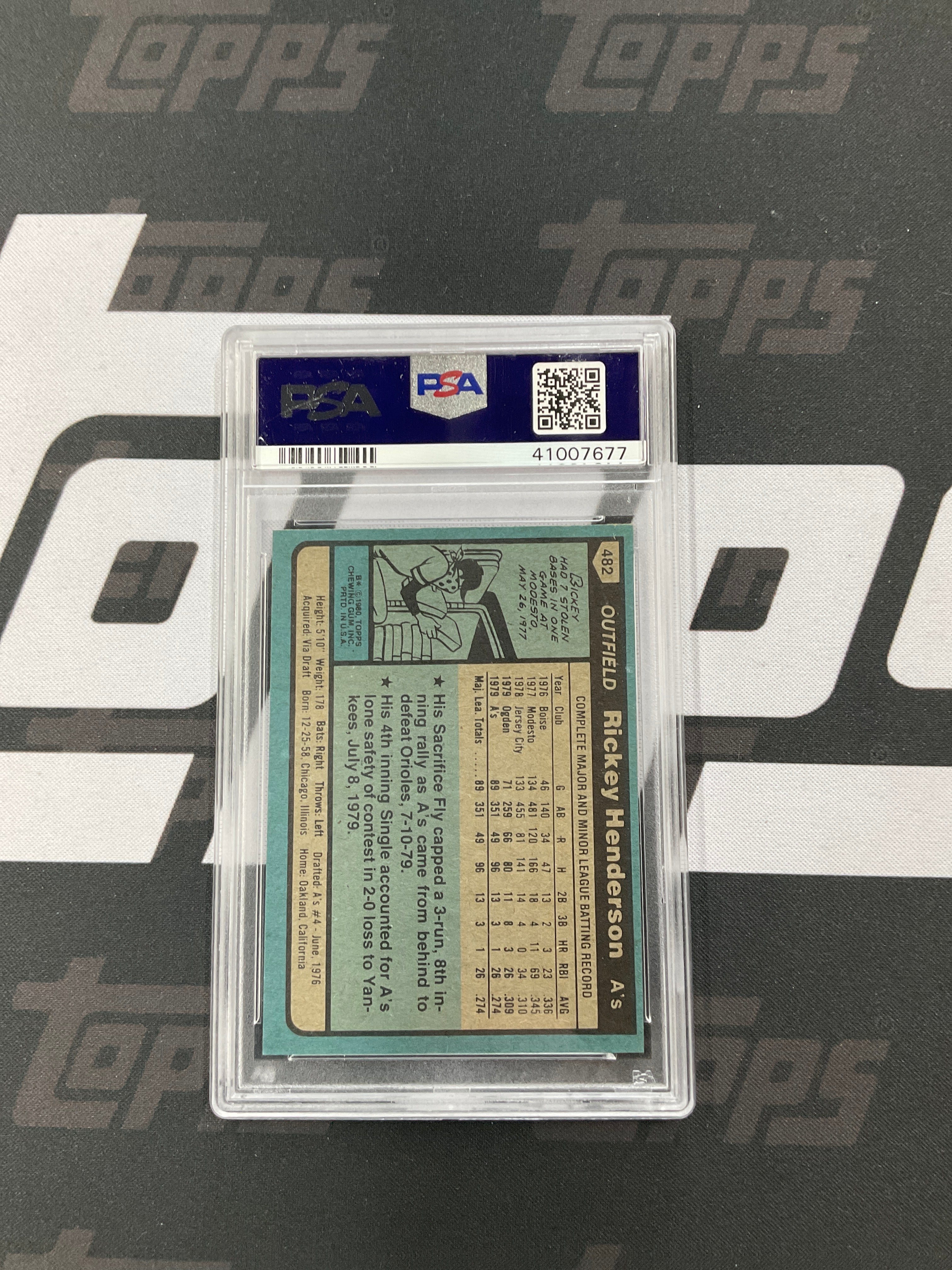 1980 Topps Rickey Henderson Rookie PSA 8