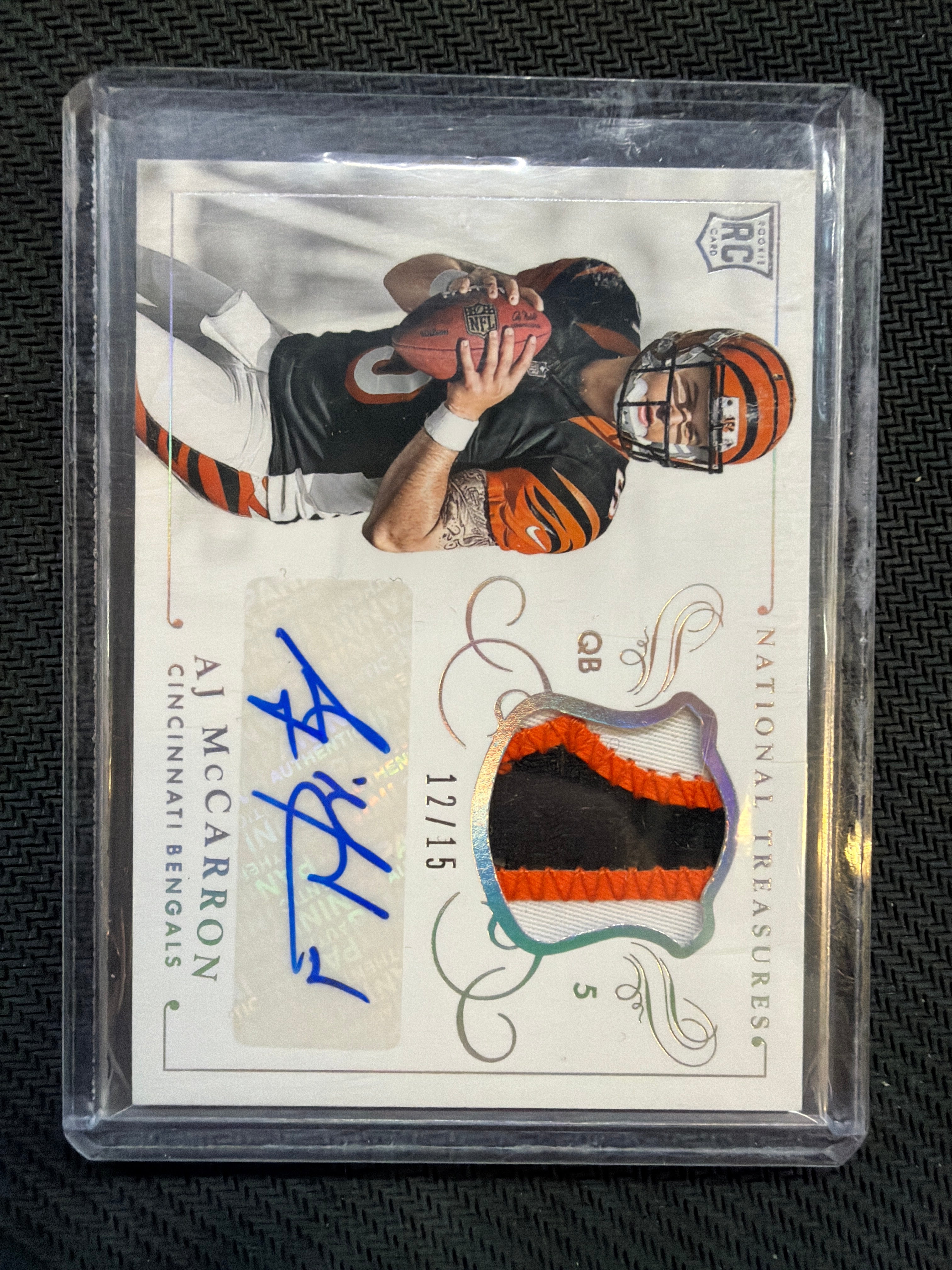 2014 Panini National Treasures AJ McCarron Rookie Patch Auto /15 Bengals