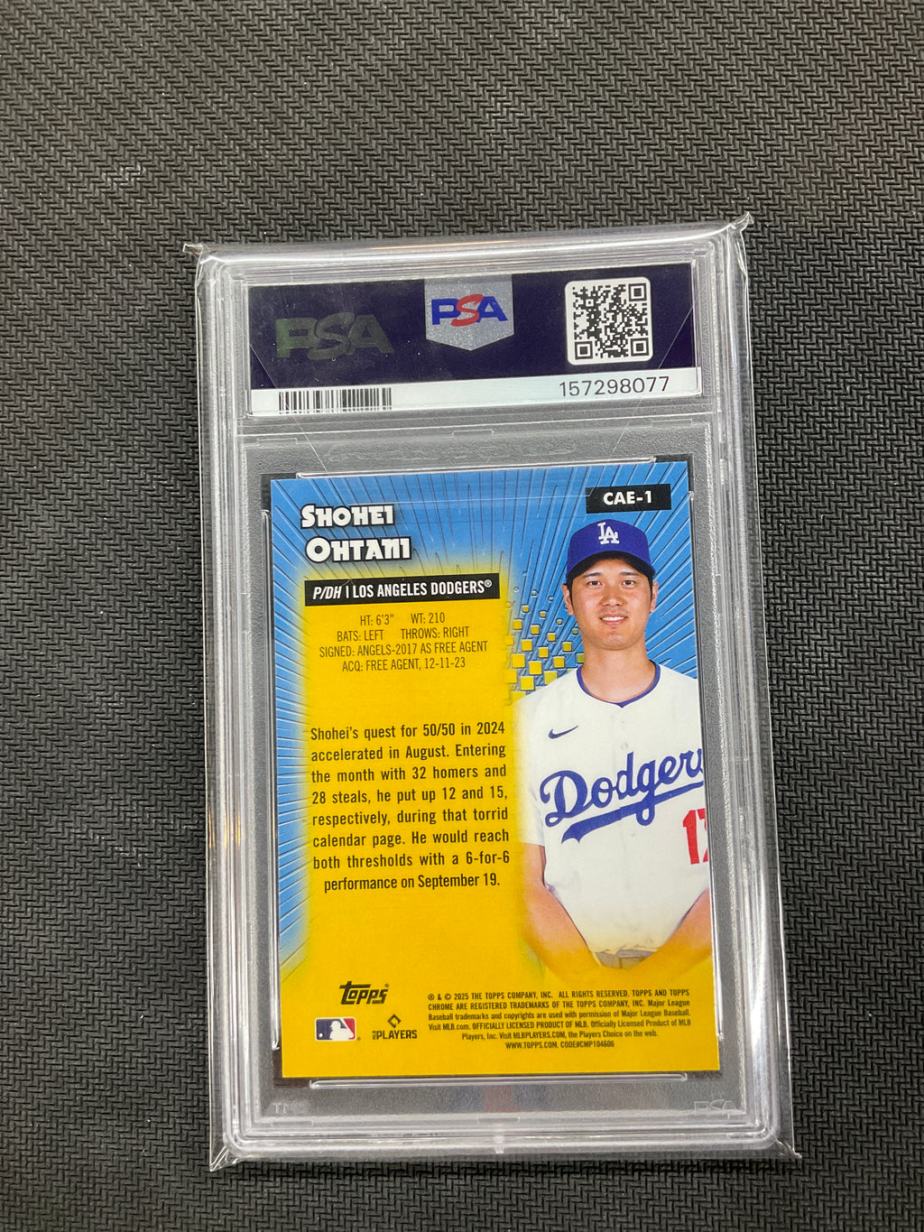 2025 Topps Chrome Shohei Ohtani All Etch #CAE1 PSA 10 077 Dodgers