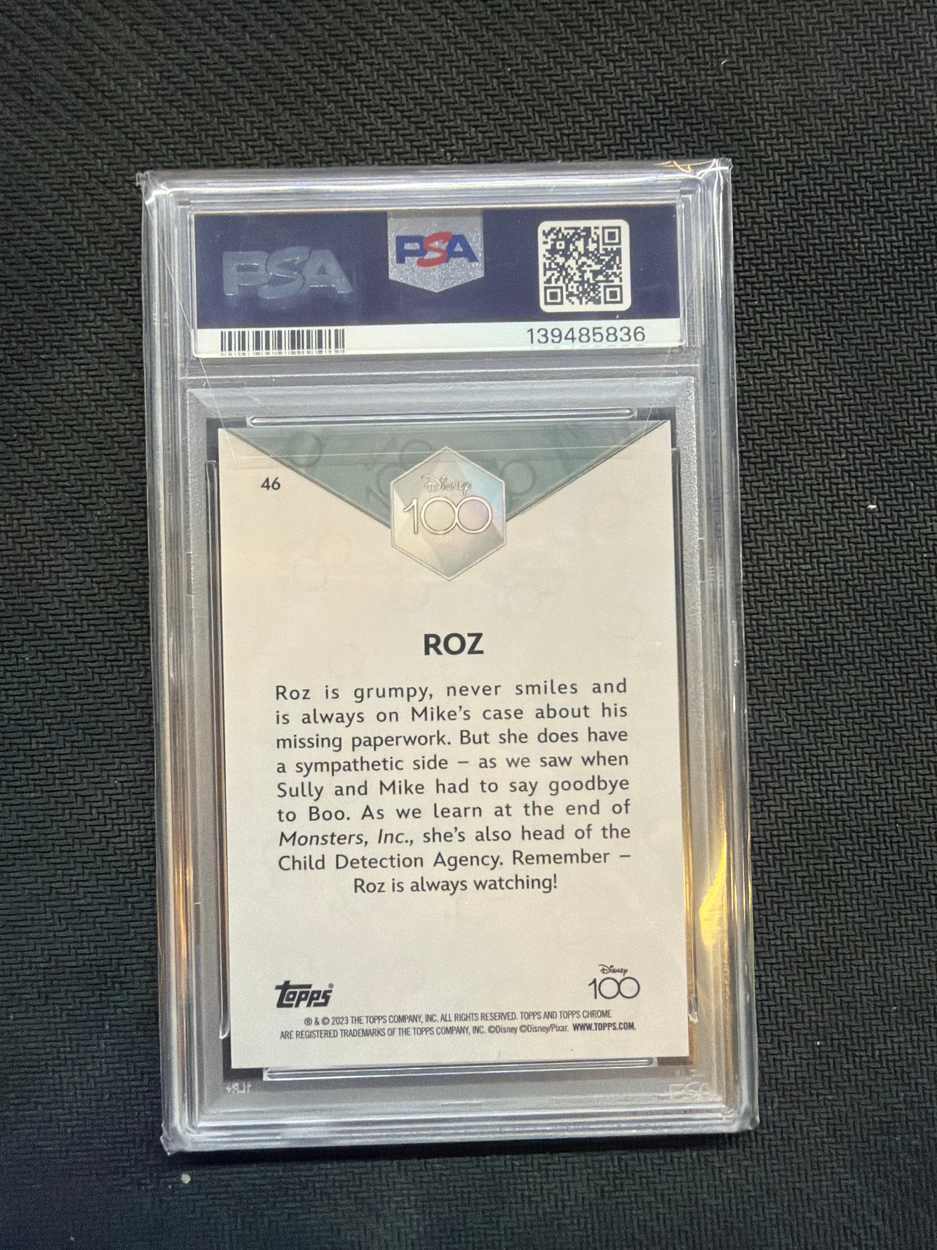 2023 Topps Chrome Disney 100 Roz Pink /399 PSA 10