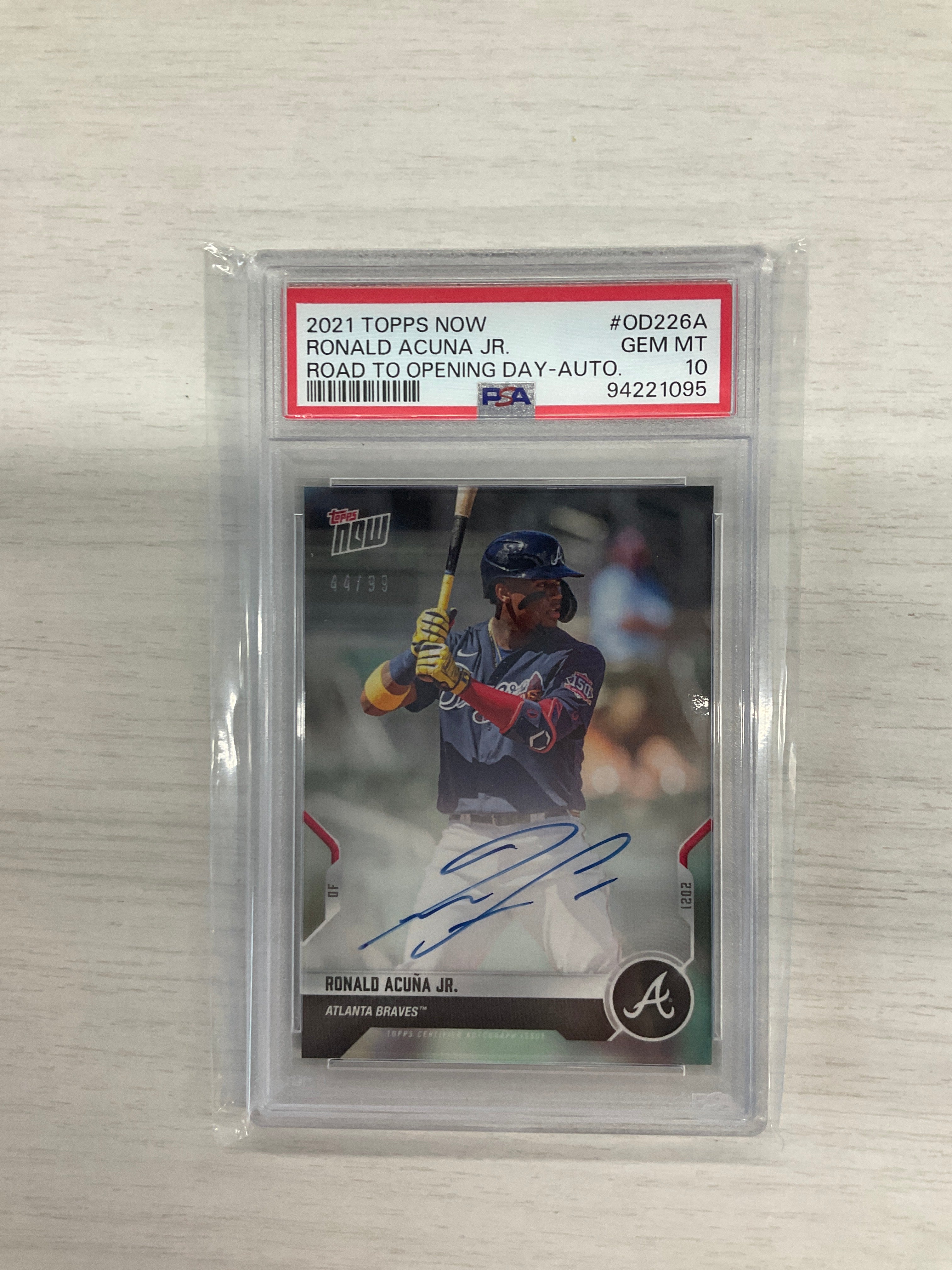 2021 Topps Now Ronald Acuna Jr. Auto /99 Road PSA 10