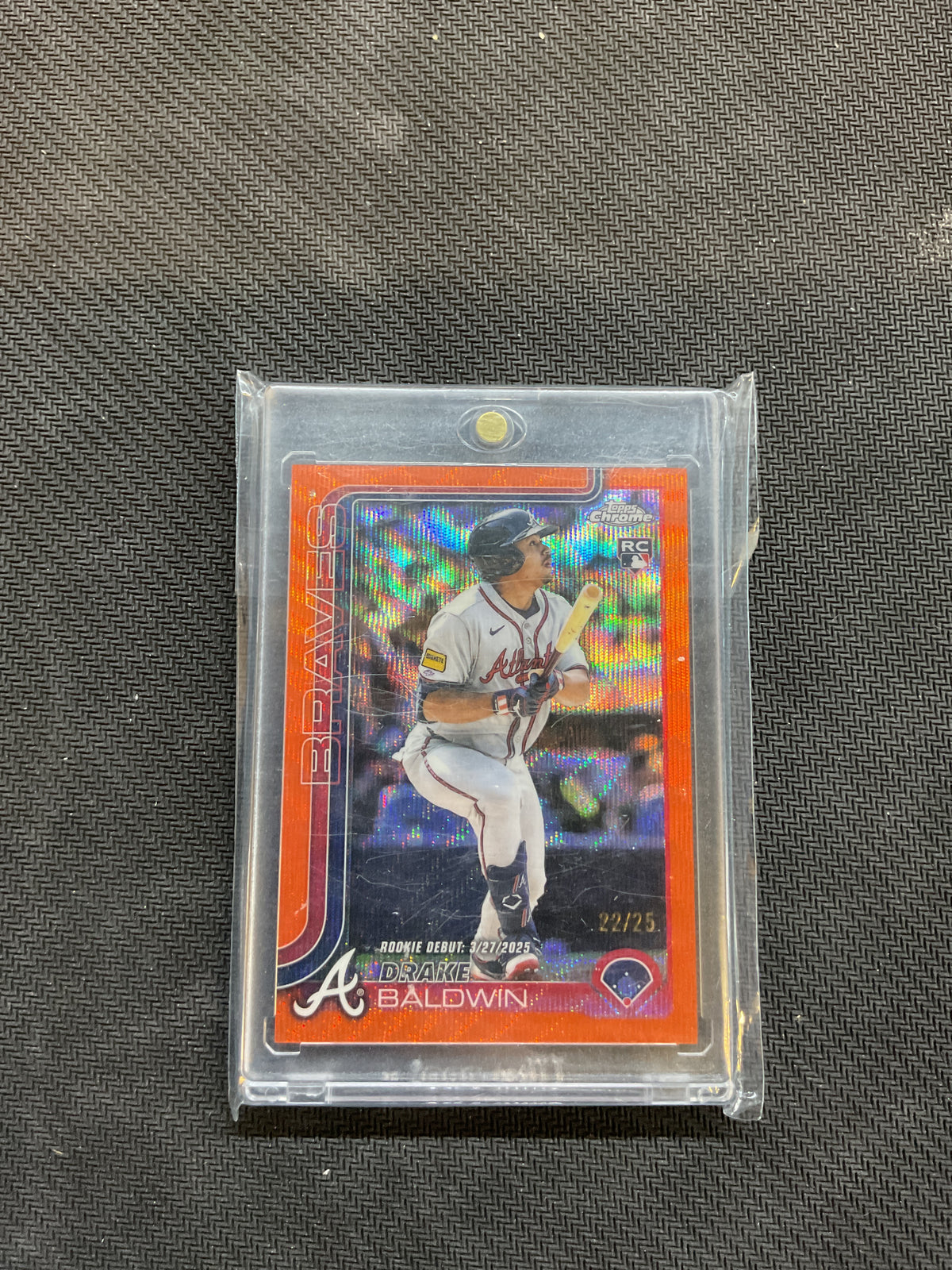 2025 Topps Chrome Update Drake Baldwin Rookie Debut Orange Wave /25 Braves