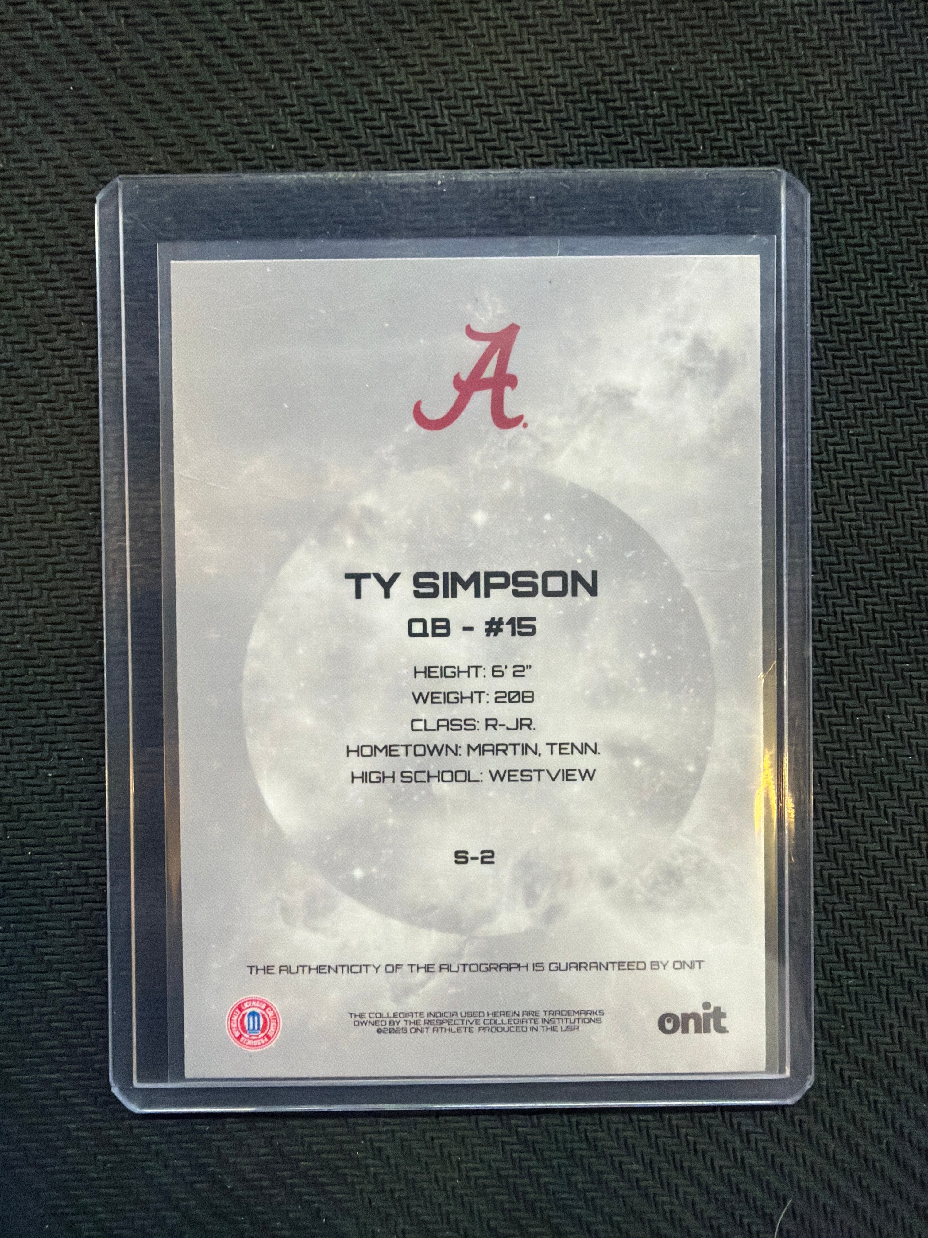 2025 Onit Ty Simpson Auto /9 Alabama