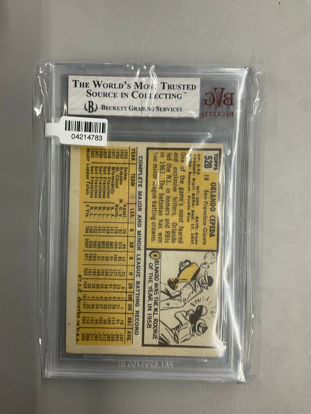 1963 Topps #520 Orlando Cepeda BVG 3