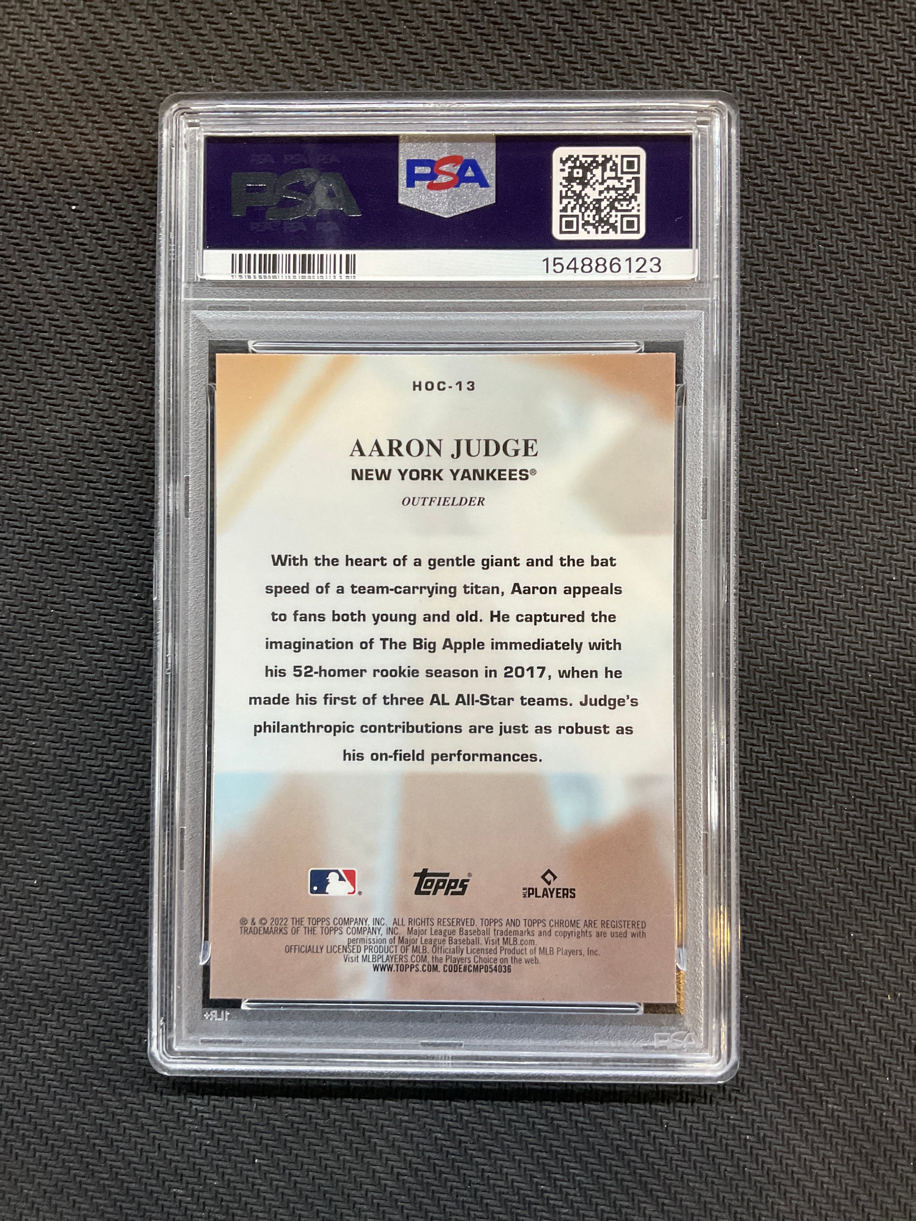 2022 Topps Chrome Aaron Judge Heart Of The City PSA 9