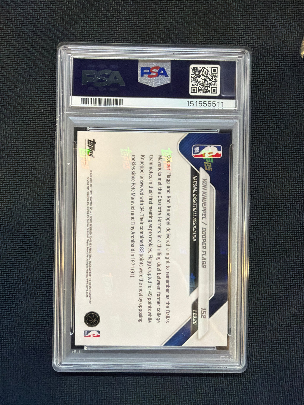 2025 Topps Now Cooper Flagg Kon Knueppel Rookie PSA 10 511