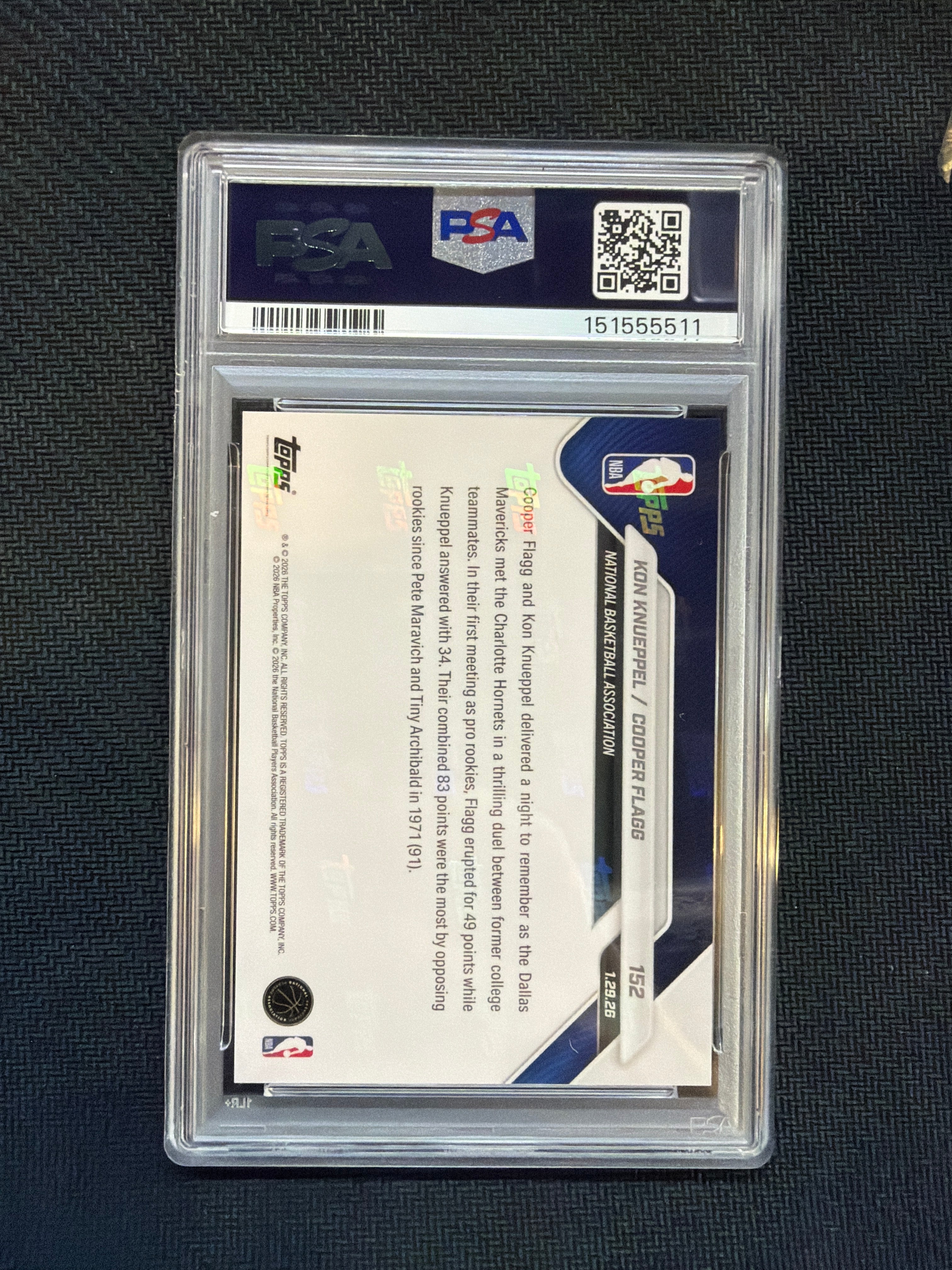 2025 Topps Now Cooper Flagg Kon Knueppel Rookie PSA 10 511
