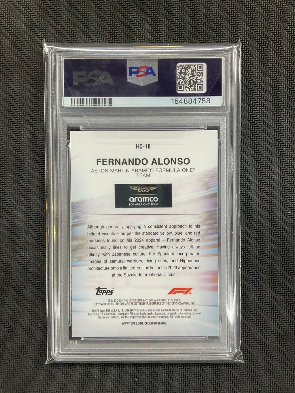 2024 Topps Chrome F1 Fernando Alonso Helmet Collection PSA 10