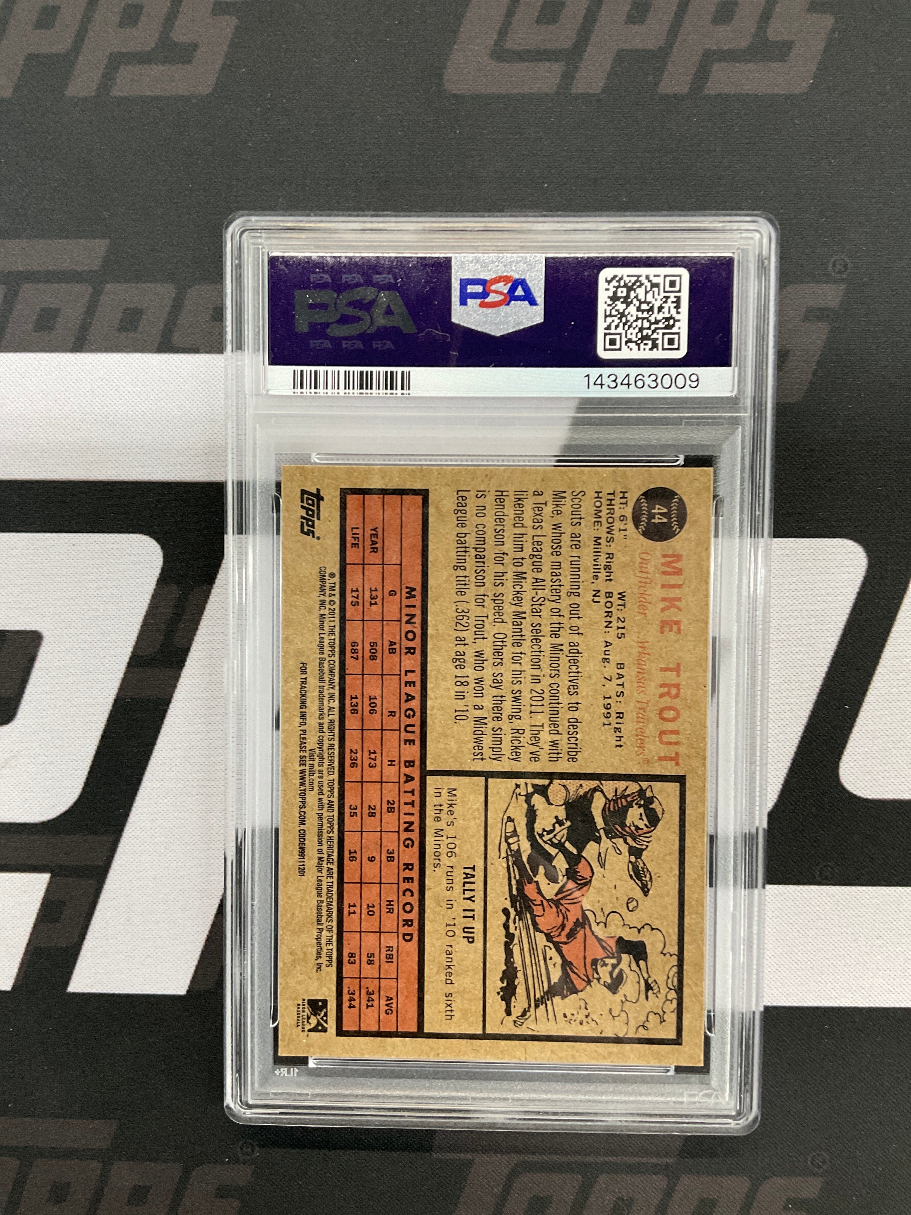 2011 Topps Heritage #44 Mike Trout Minor League Rookie PSA 9  (1)