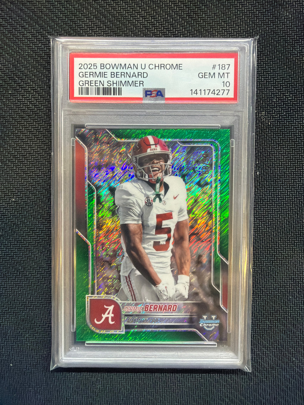 2025 Bowman U Chrome Germie Bernard Green Shimmer /99 PSA 10 Alabama