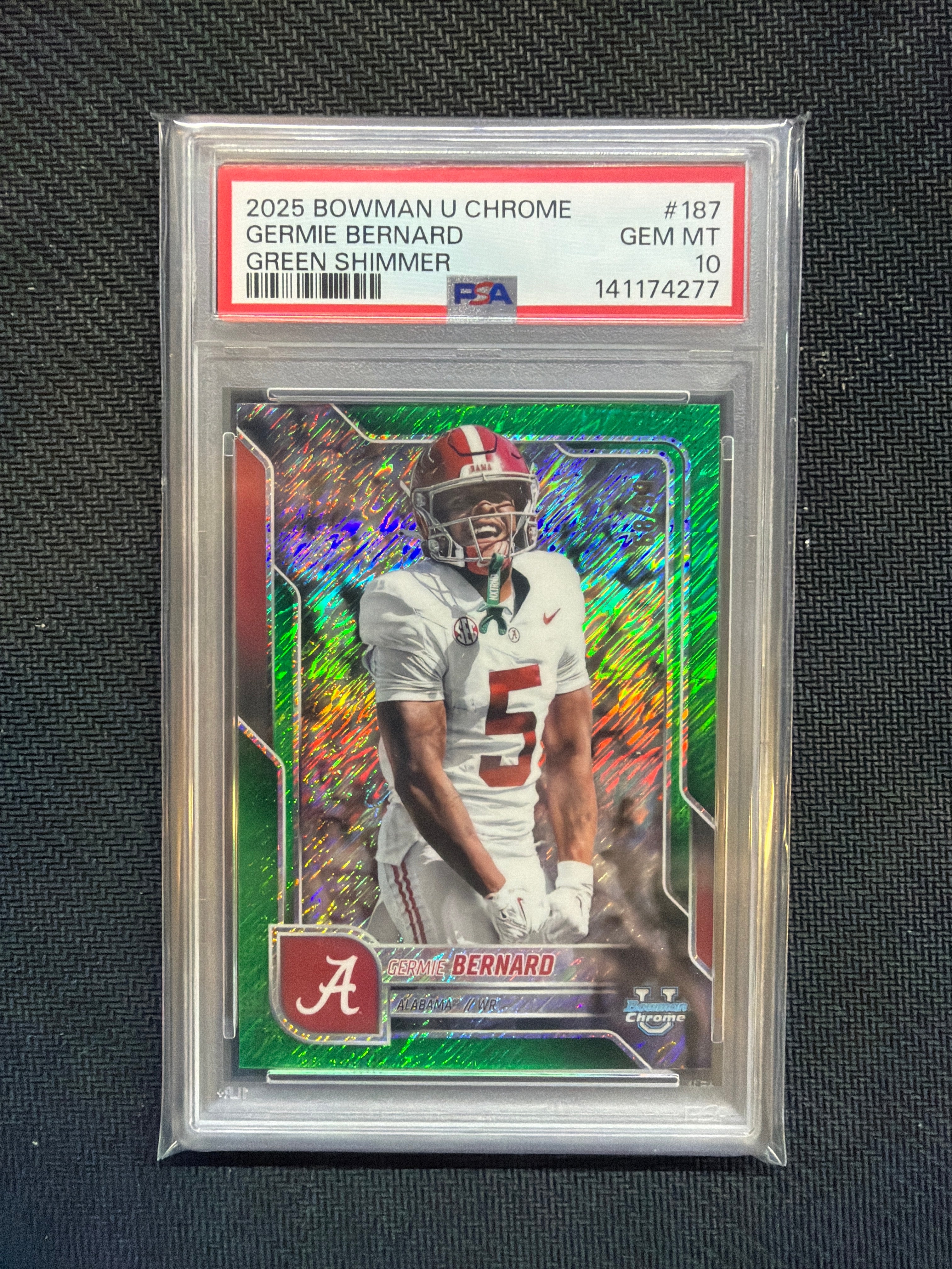 2025 Bowman U Chrome Germie Bernard Green Shimmer /99 PSA 10 Alabama