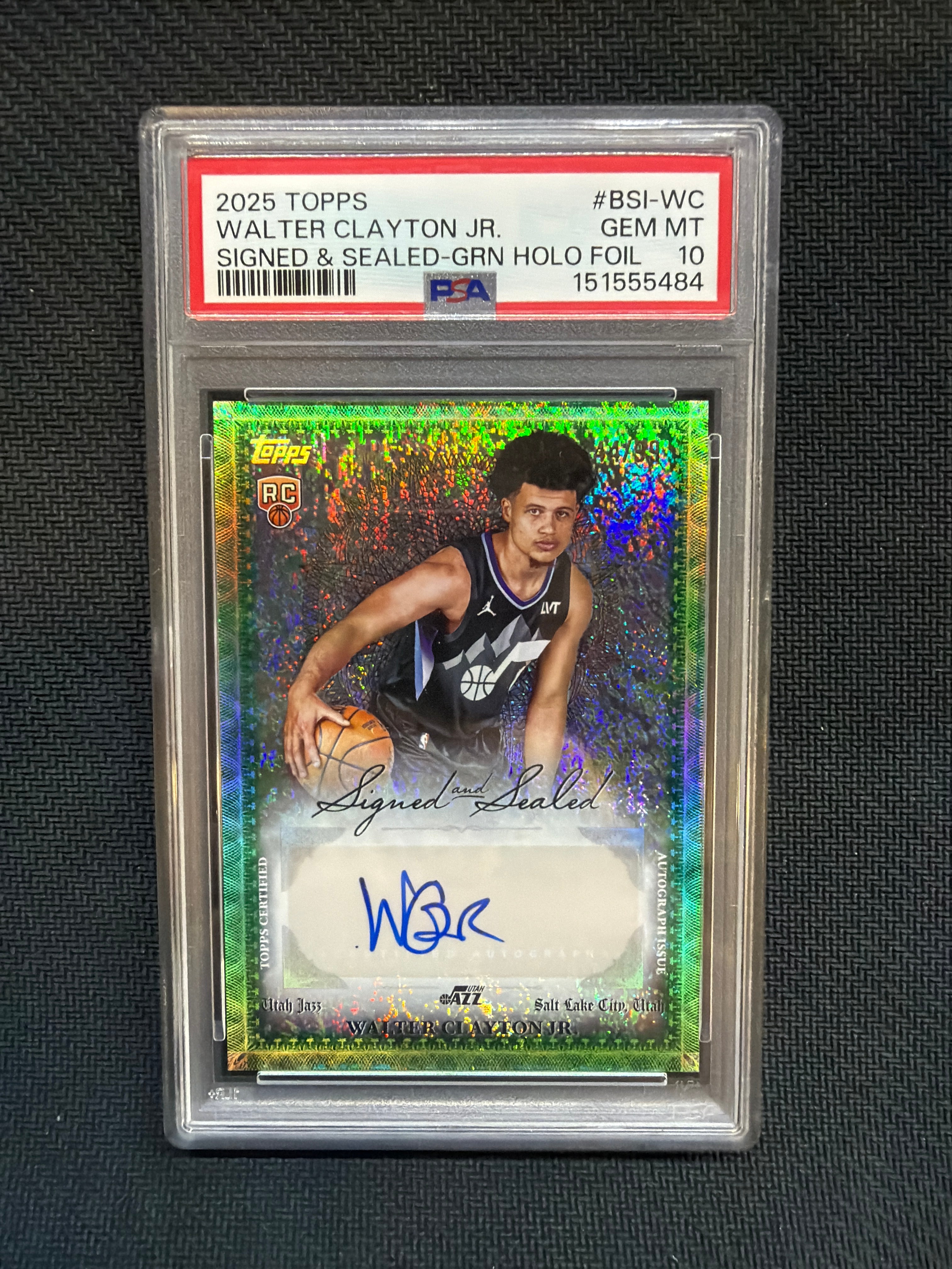 2025/26 Topps Walter Clayton Jr. Rookie Ayto Green Foil /99 PSA 10 Jazz