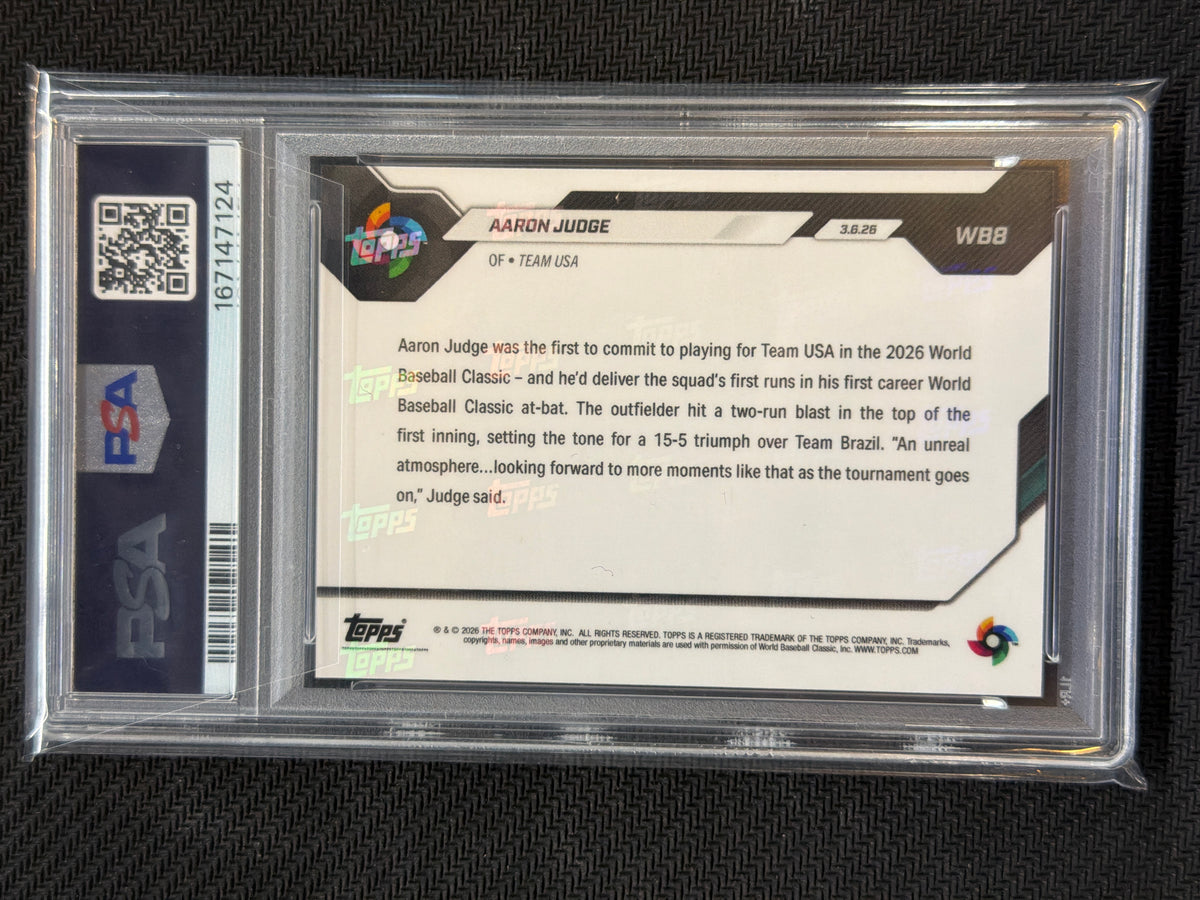 2026 Topps Now WBC Aaron Judge #WB8 Slugs 1st HR PSA 10 124