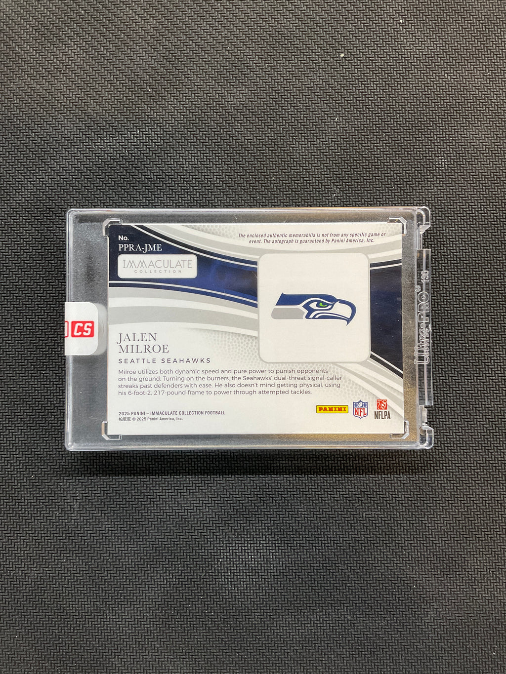 2025 Panini Immaculate Jalen Milroe Patch Auto /99 Premium