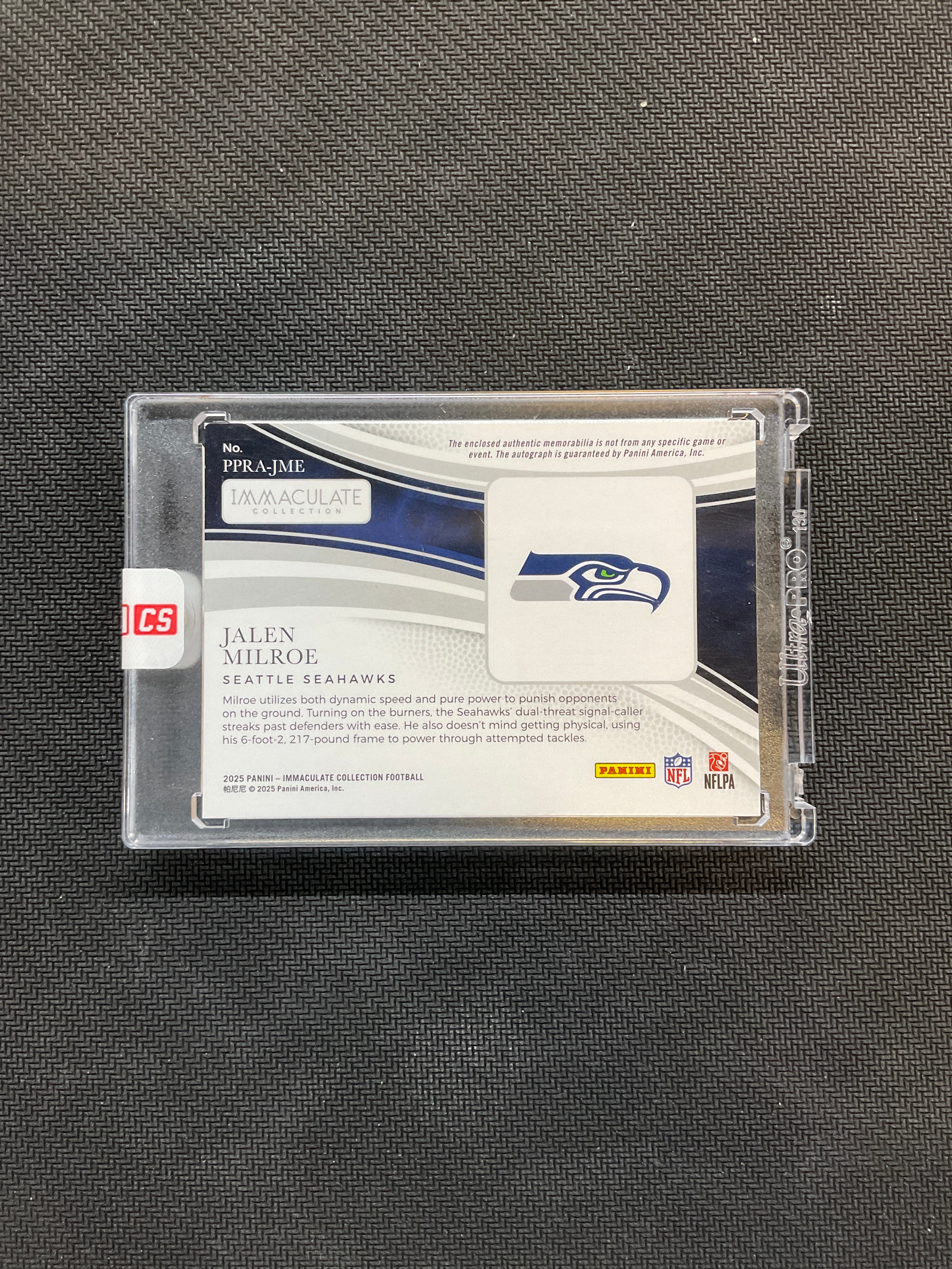 2025 Panini Immaculate Jalen Milroe Patch Auto /99 Premium