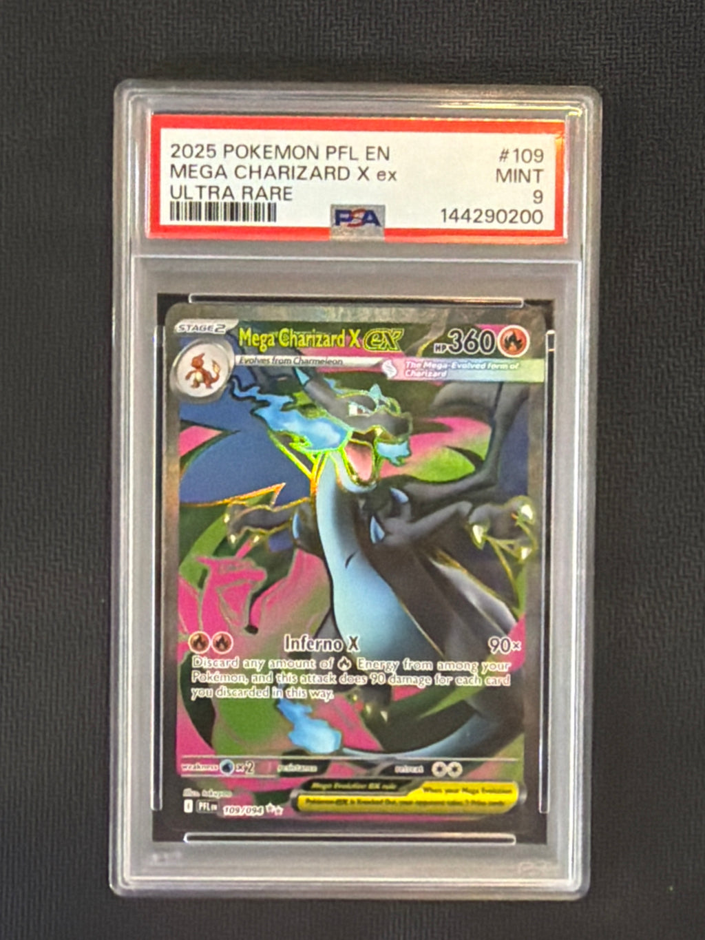 2025 Pokemon Phantasmal Flames Mega Charizard X ex 109 PSA 9