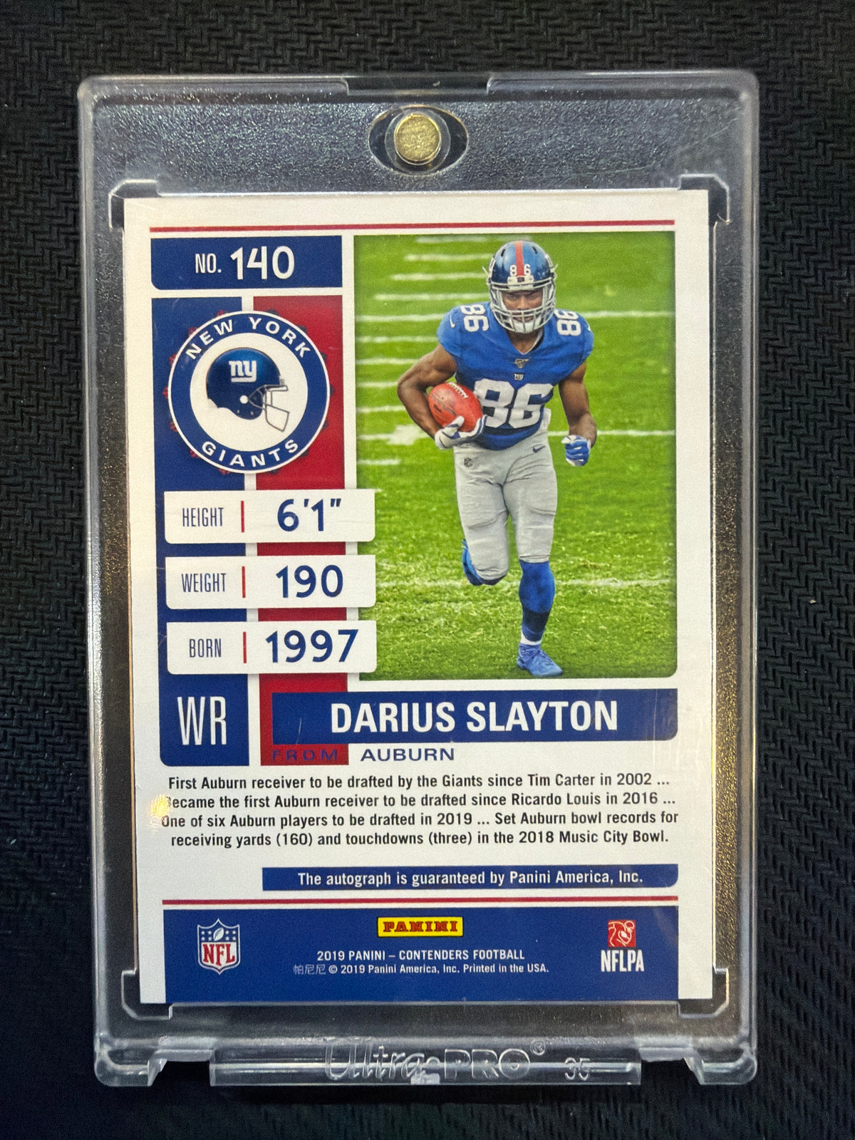 2019 Contenders Darius Slayton Cracked Ice Auto /23 Giants Auburn