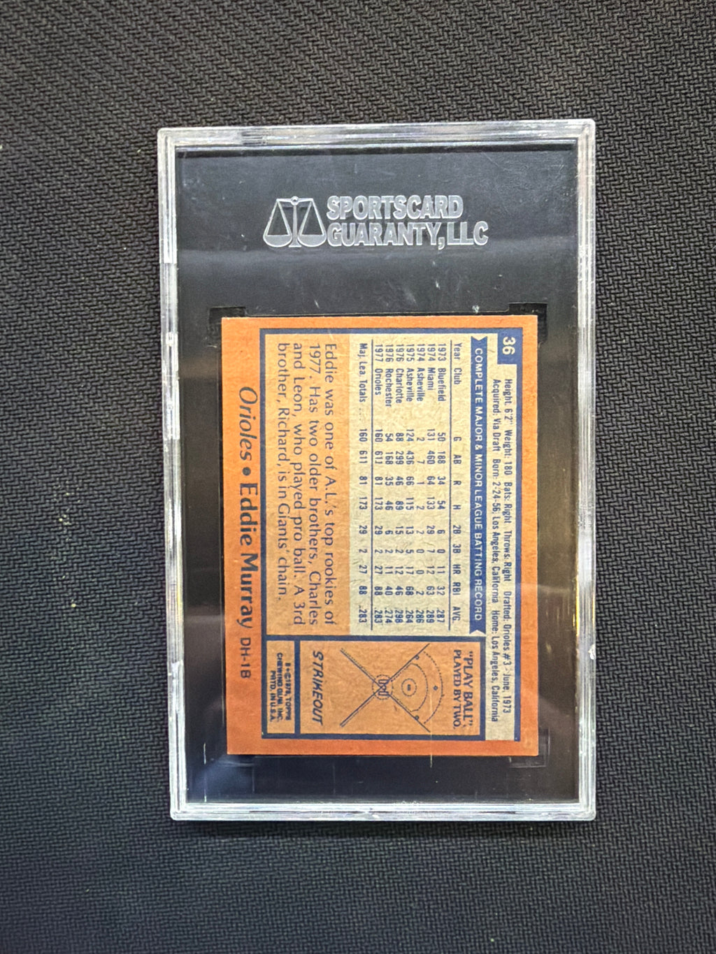 1978 Topps #36 Eddie Murray SGC 6.5 Rookie