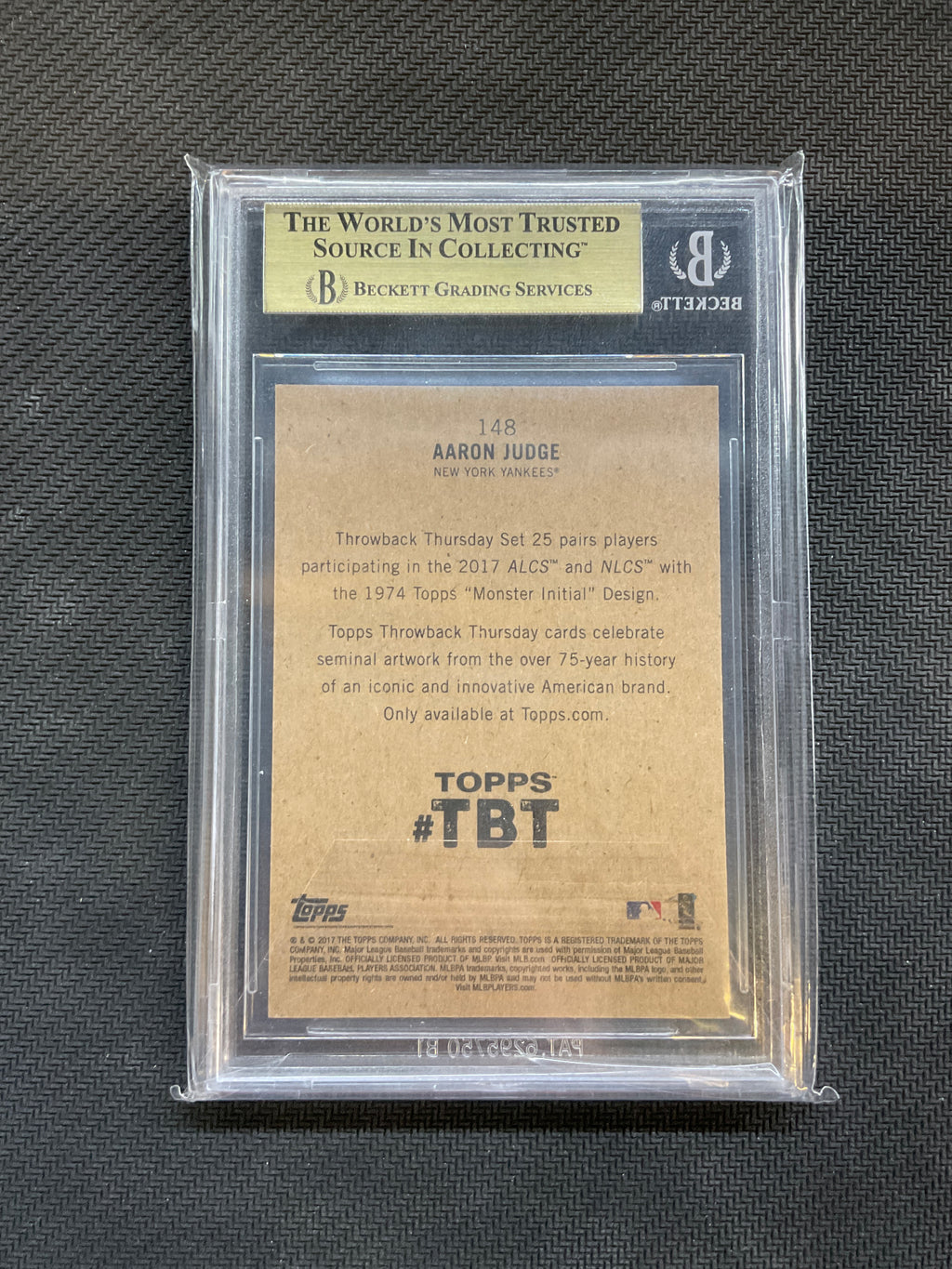 2017 Topps Throwback Thursday Aaron Judge Rookie Monster BGS 9.5 Yankees