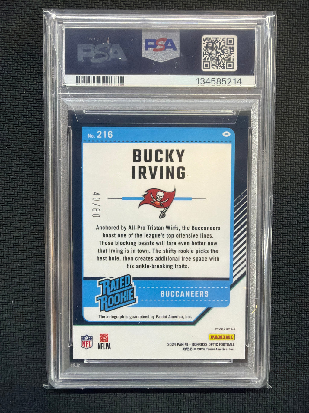 2024 Donruss Optic Bucky Irving Black Gold Auto /60 PSA 9 214