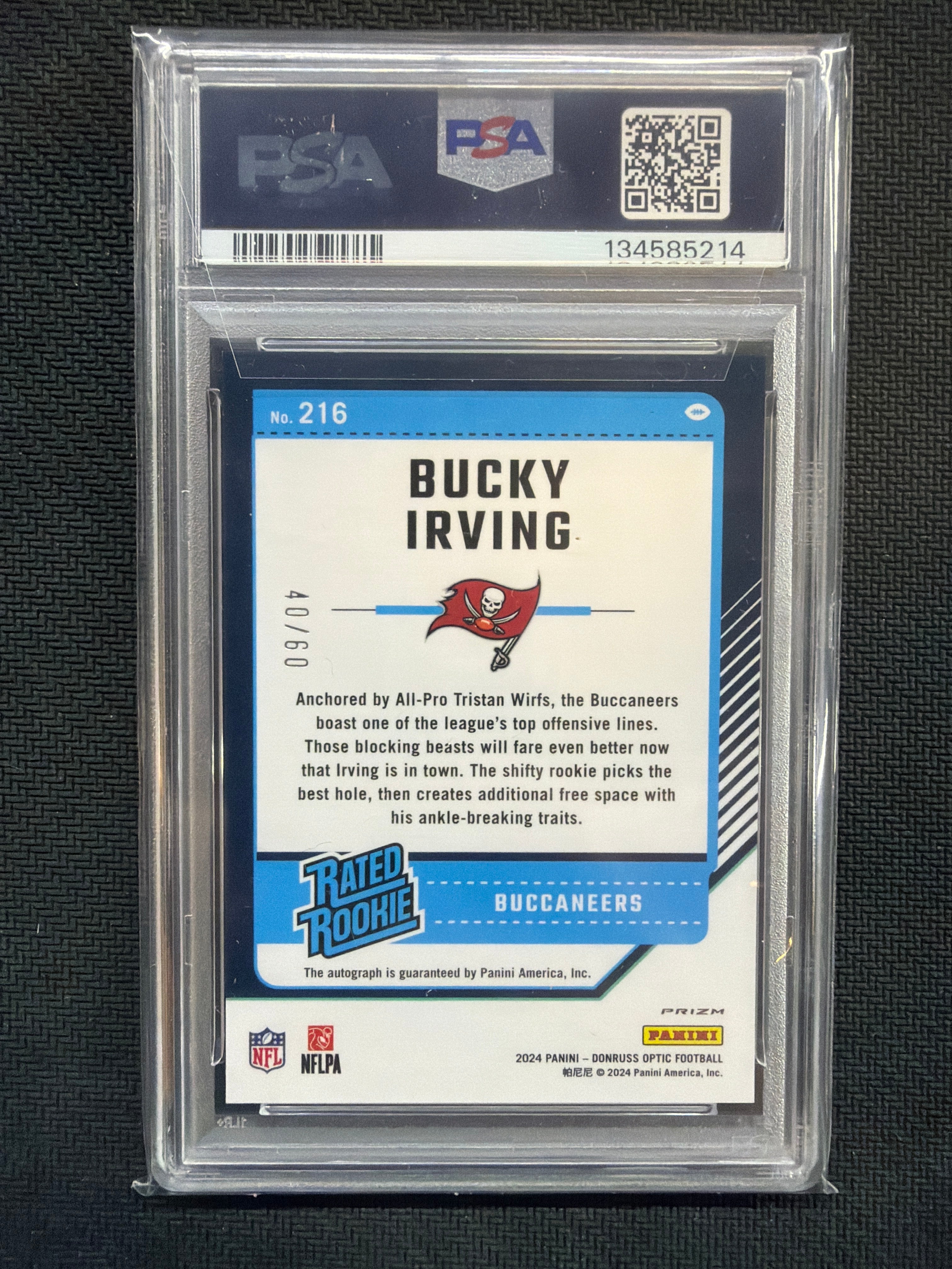 2024 Donruss Optic Bucky Irving Black Gold Auto /60 PSA 9 214