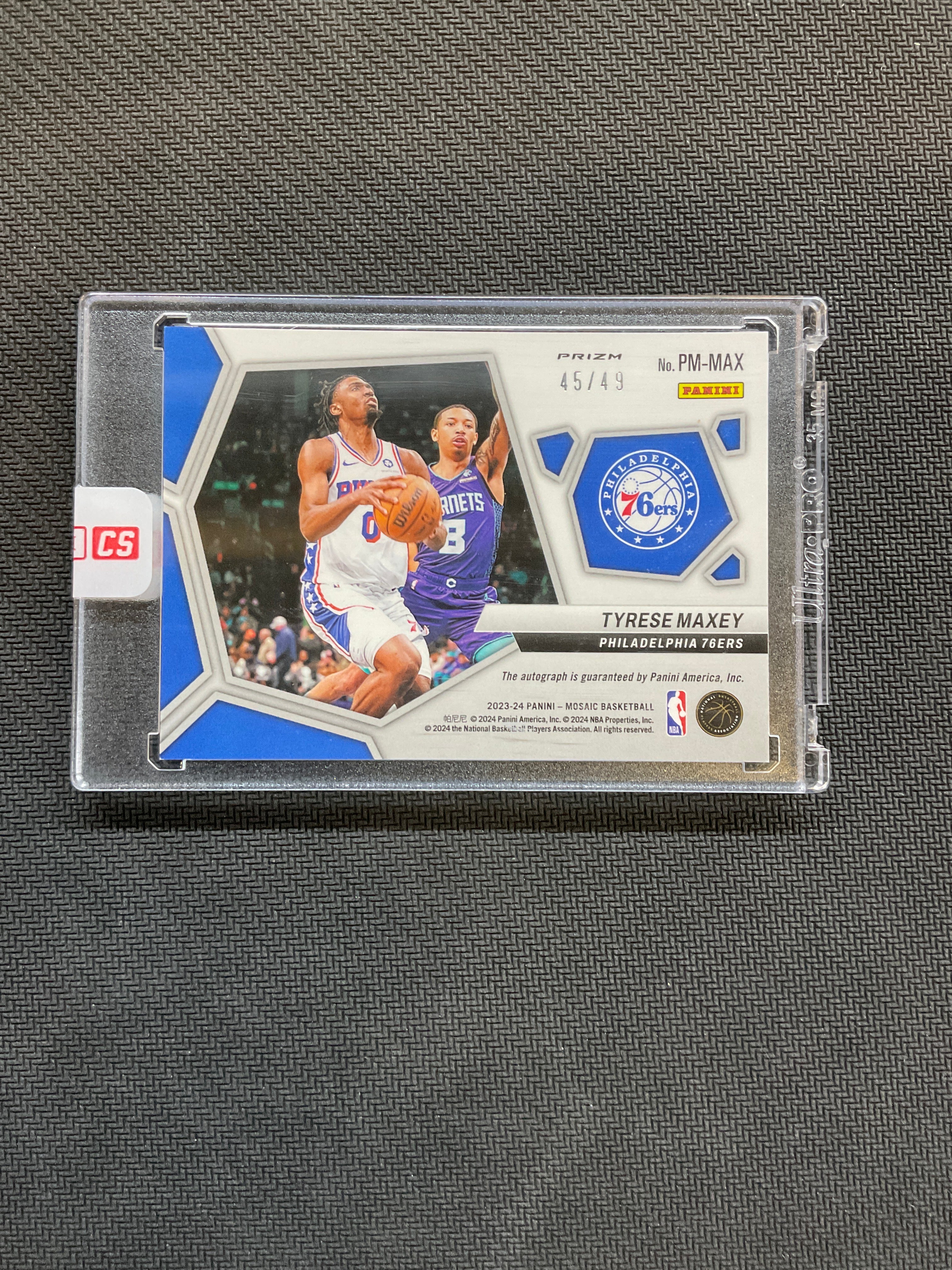 2023-24 Mosaic Tyrese Maxey Pictographs Auto Blue /49 76ers