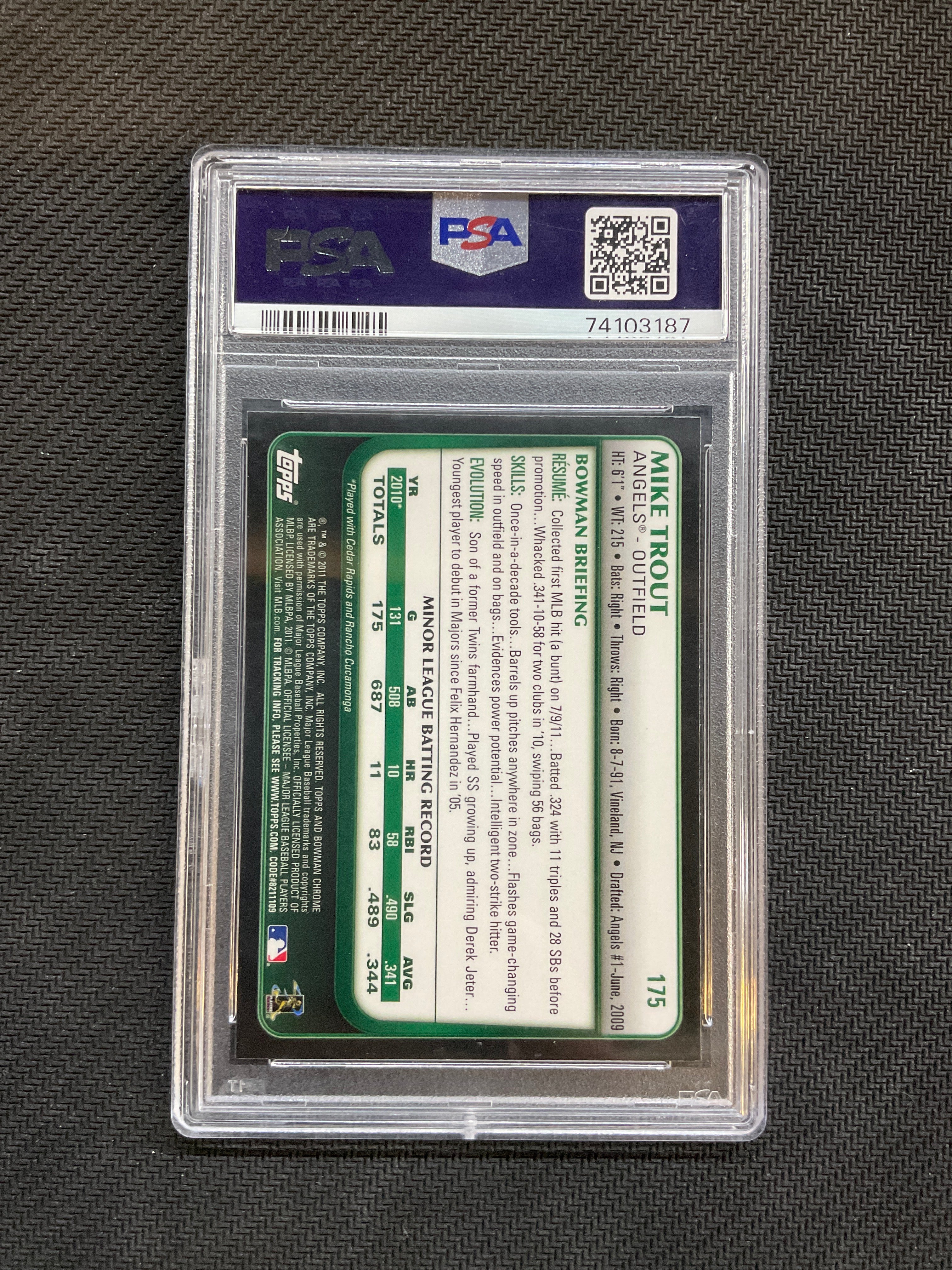 2011 Bowman Chrome Mike Trout Rookie #175 PSA 9