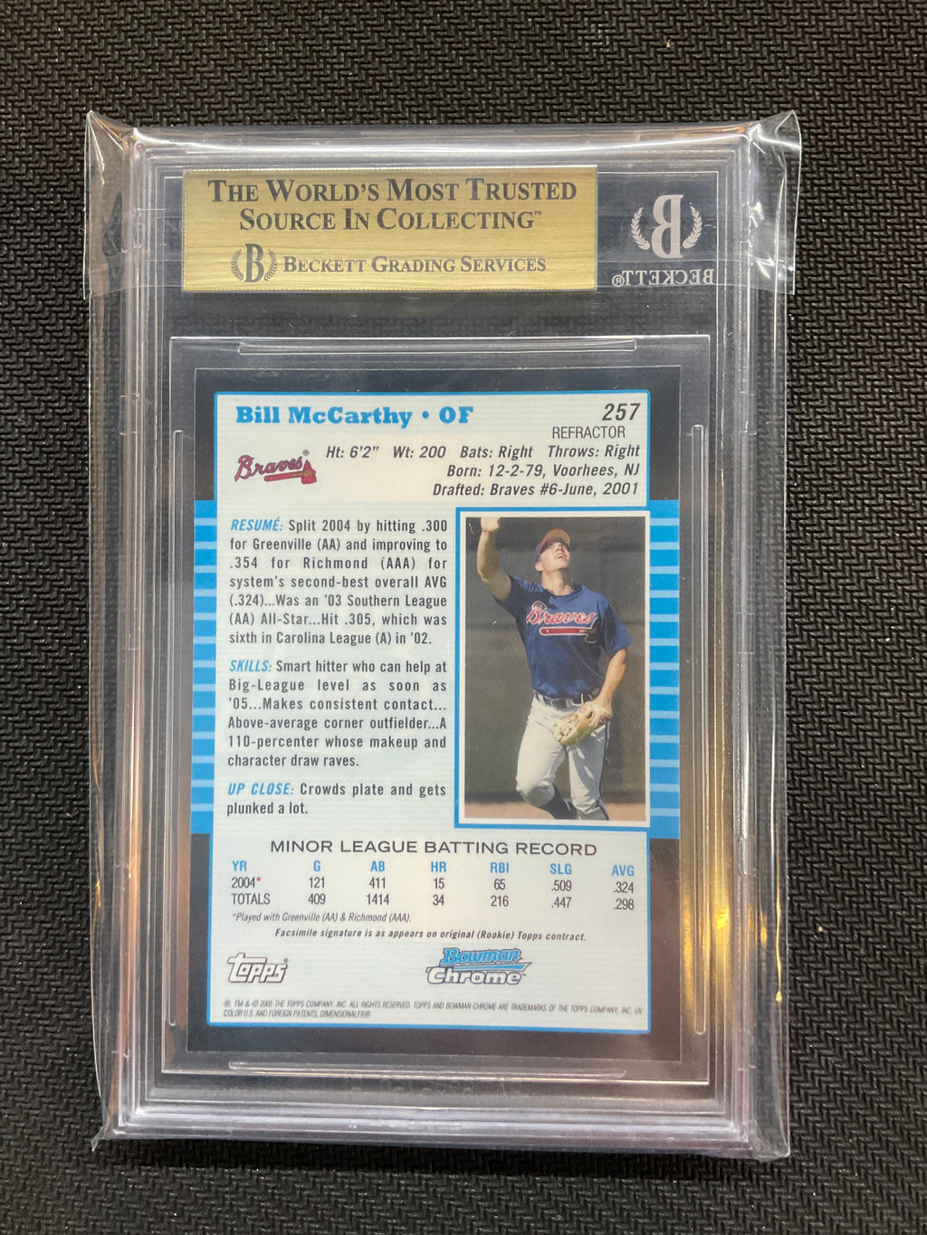 2005 Bowman Chrome Bill Mccarthy Refractor BGS 9.5