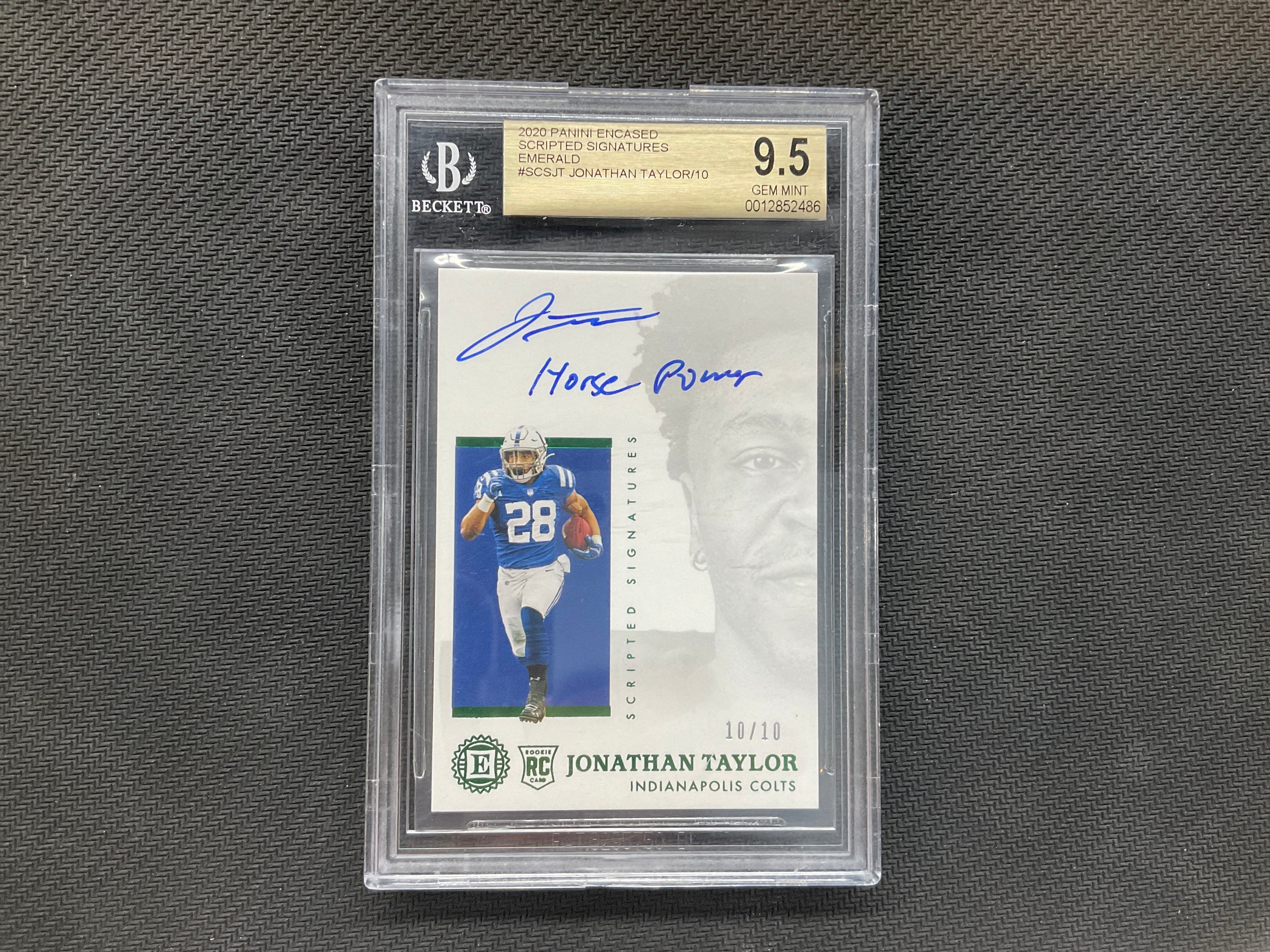 2020 Encased Jonathan Taylor Rookie Auto /10 Green BGS 9.5