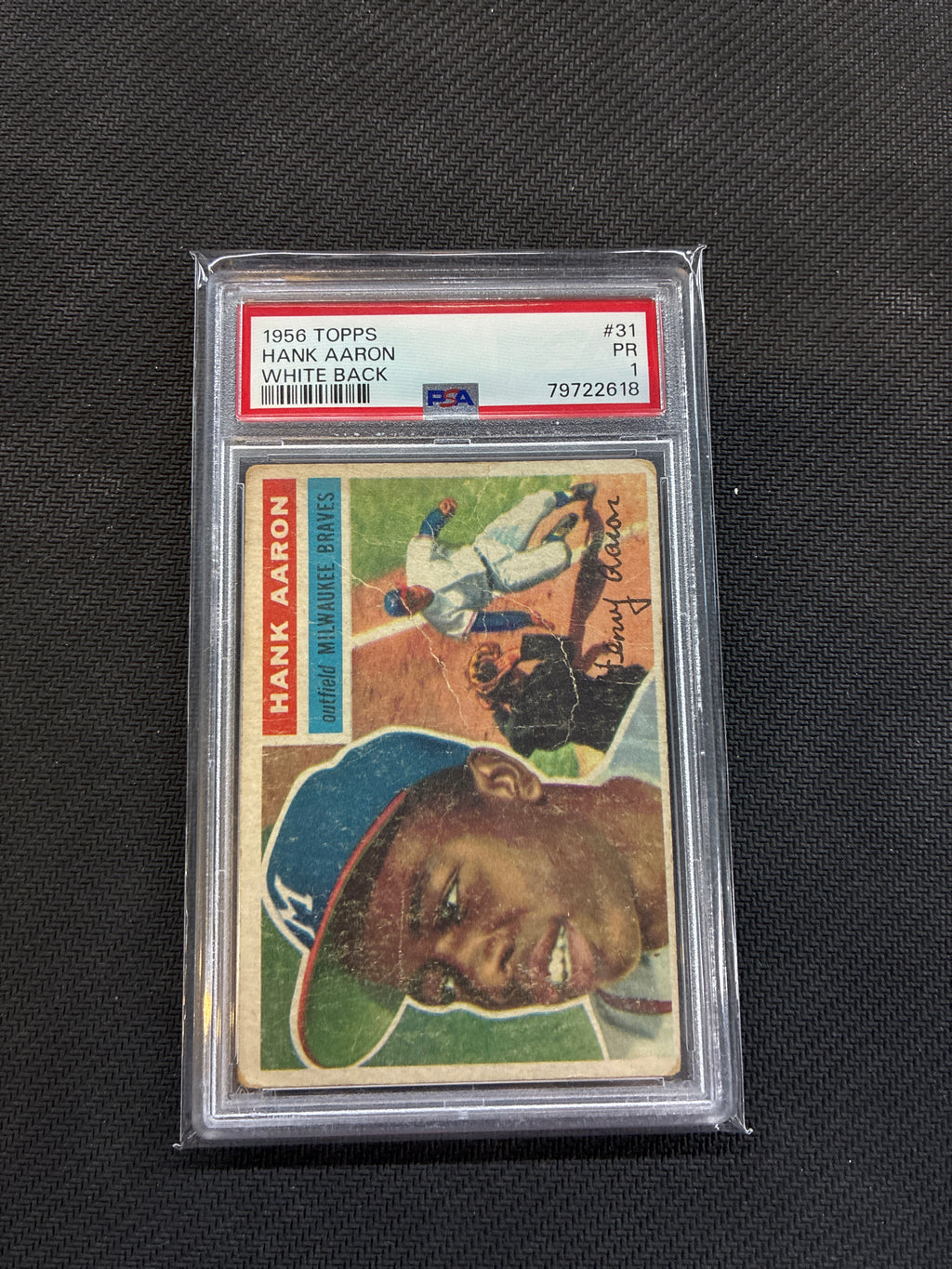 1956 Topps Hank Aaron White Back PSA 1 Braves