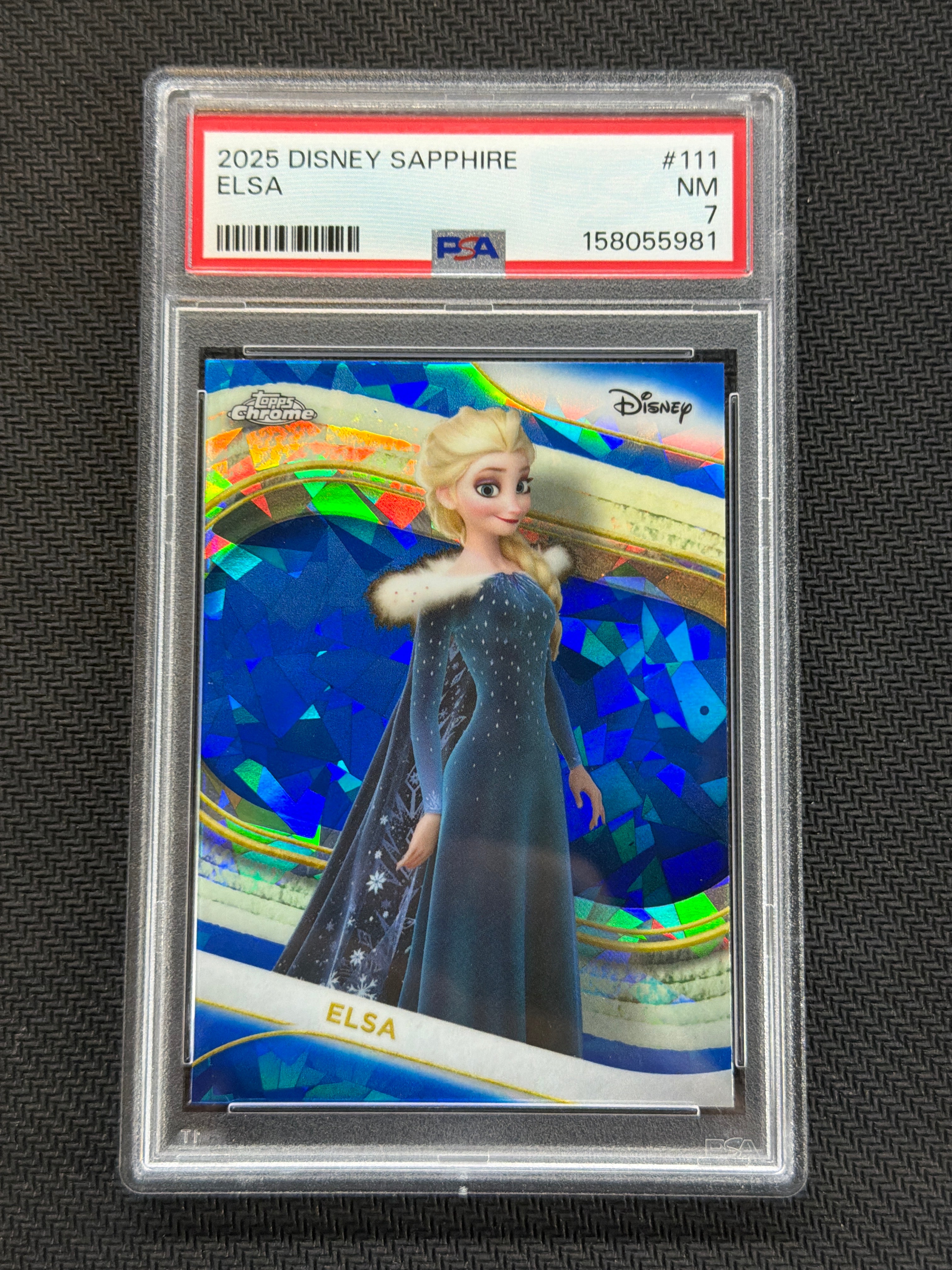 2025 Topps Chrome Disney Sapphire Elsa #111 PSA 7