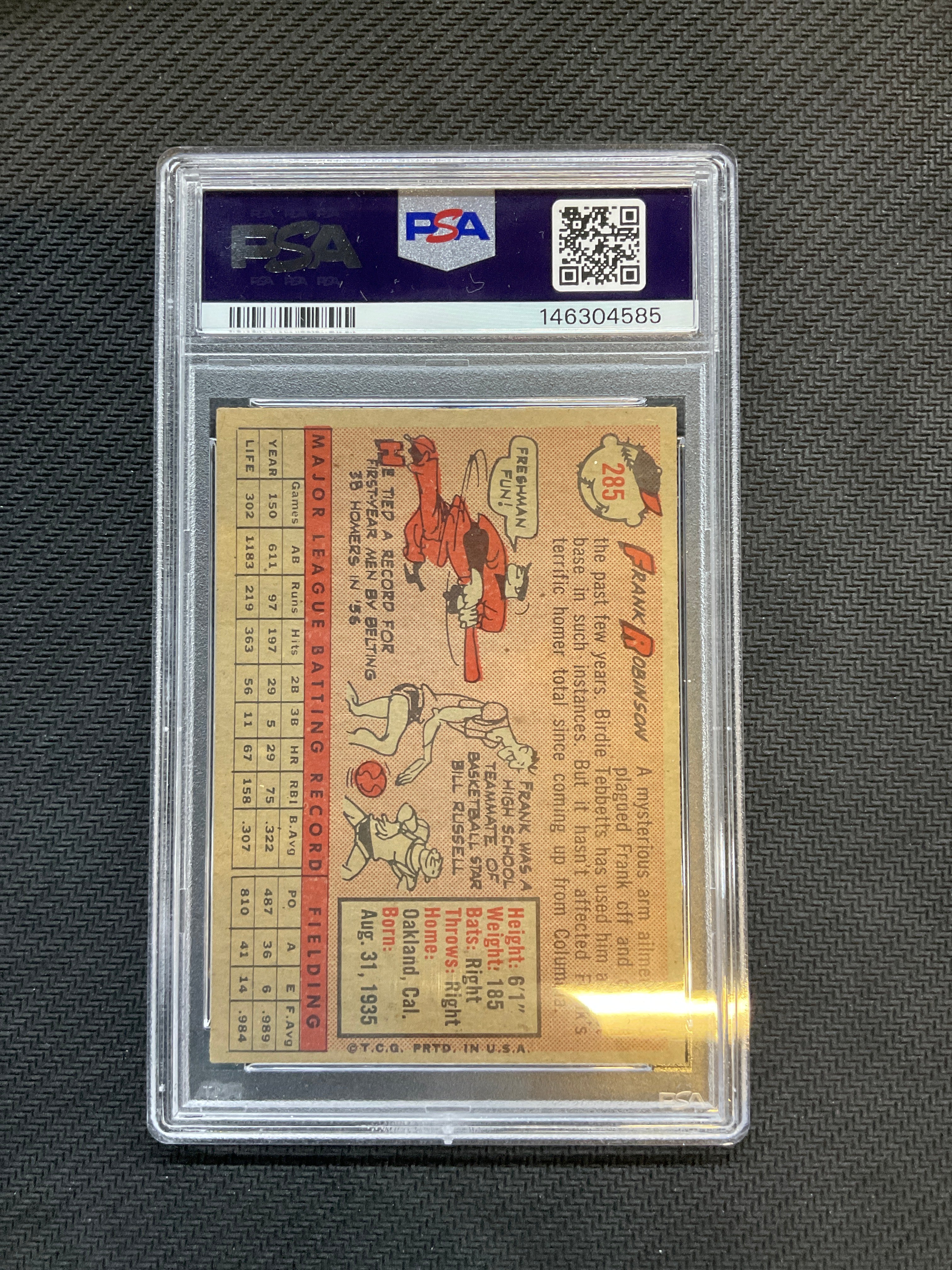 1958 Topps Frank Robinson #285 PSA 4 Reds