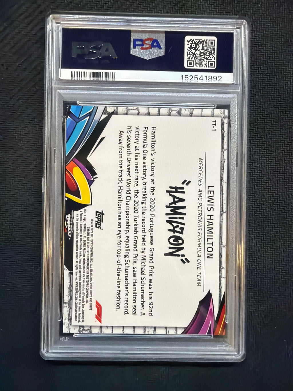 2020 Topps Chrome F1 Lewis Hamilton Track Tags #1 PSA 9 Mercedes 892