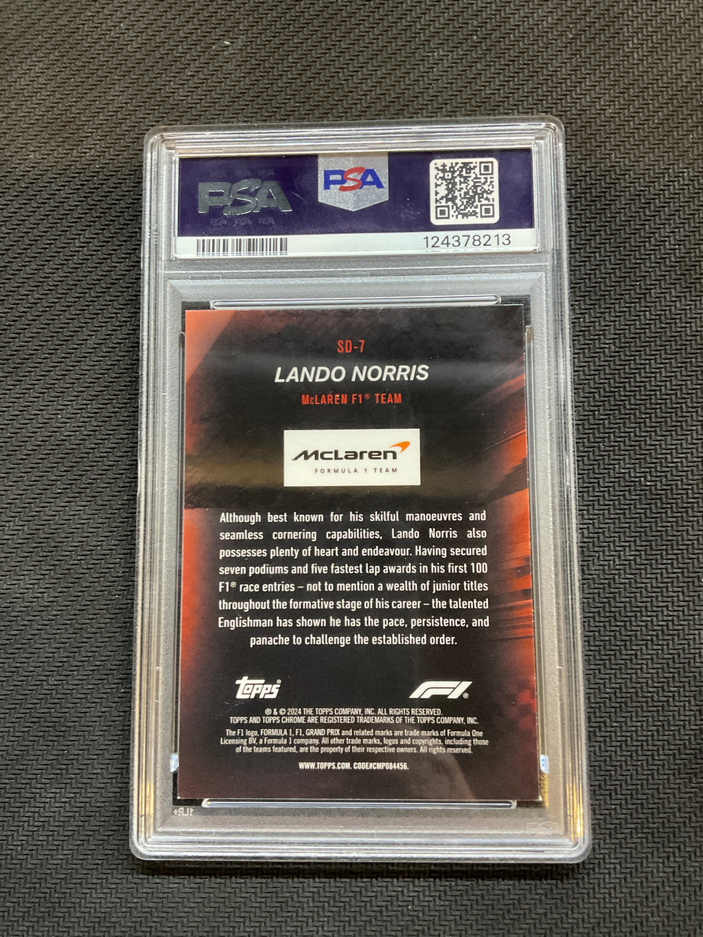 2024 Topps Chrome Logfractor Lando Norris Speed Demons Gold /50 PSA 9