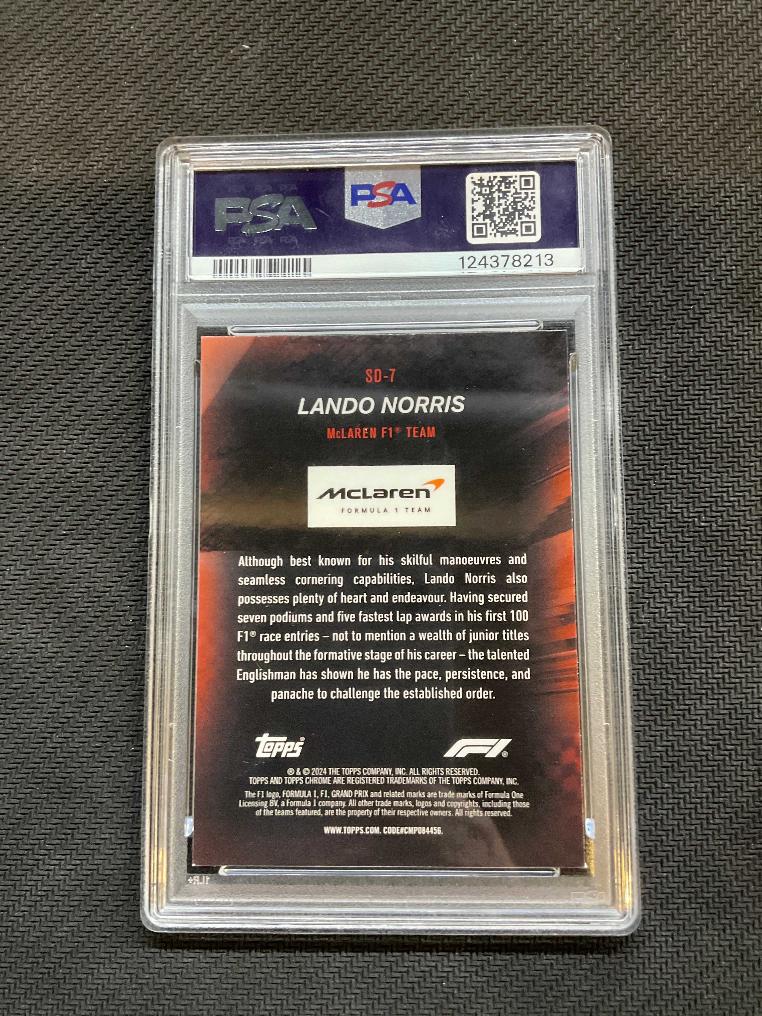 2024 Topps Chrome Logfractor Lando Norris Speed Demons Gold /50 PSA 9