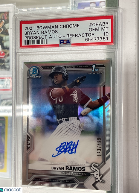 2021 Bowman Chrome Prospect Autographs Bryan Ramos Refractor #CPABR PSA 10