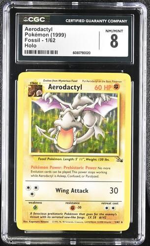 1999 Pokemon Fossil Aerodactyl 1 Holo CGC 8
