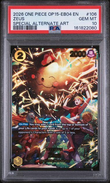 2026 One Piece OP15-EB04 Zeus Special Alt Art PSA 10