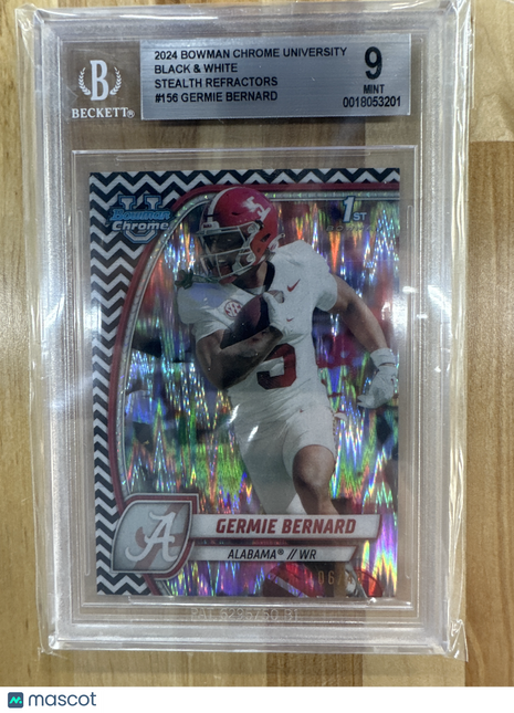 2024 Bowman U Chrome Germie Bernard Black White /48 BGS 9 Alabama