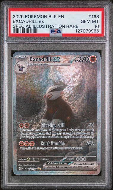 2025 Pokemon Black Bolt Excadrill ex 168 PSA 10