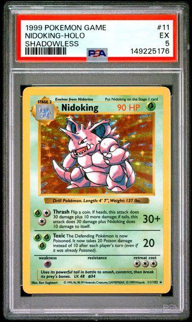 1999 Pokemon Shadowless Nidoking 11 Holo PSA 5