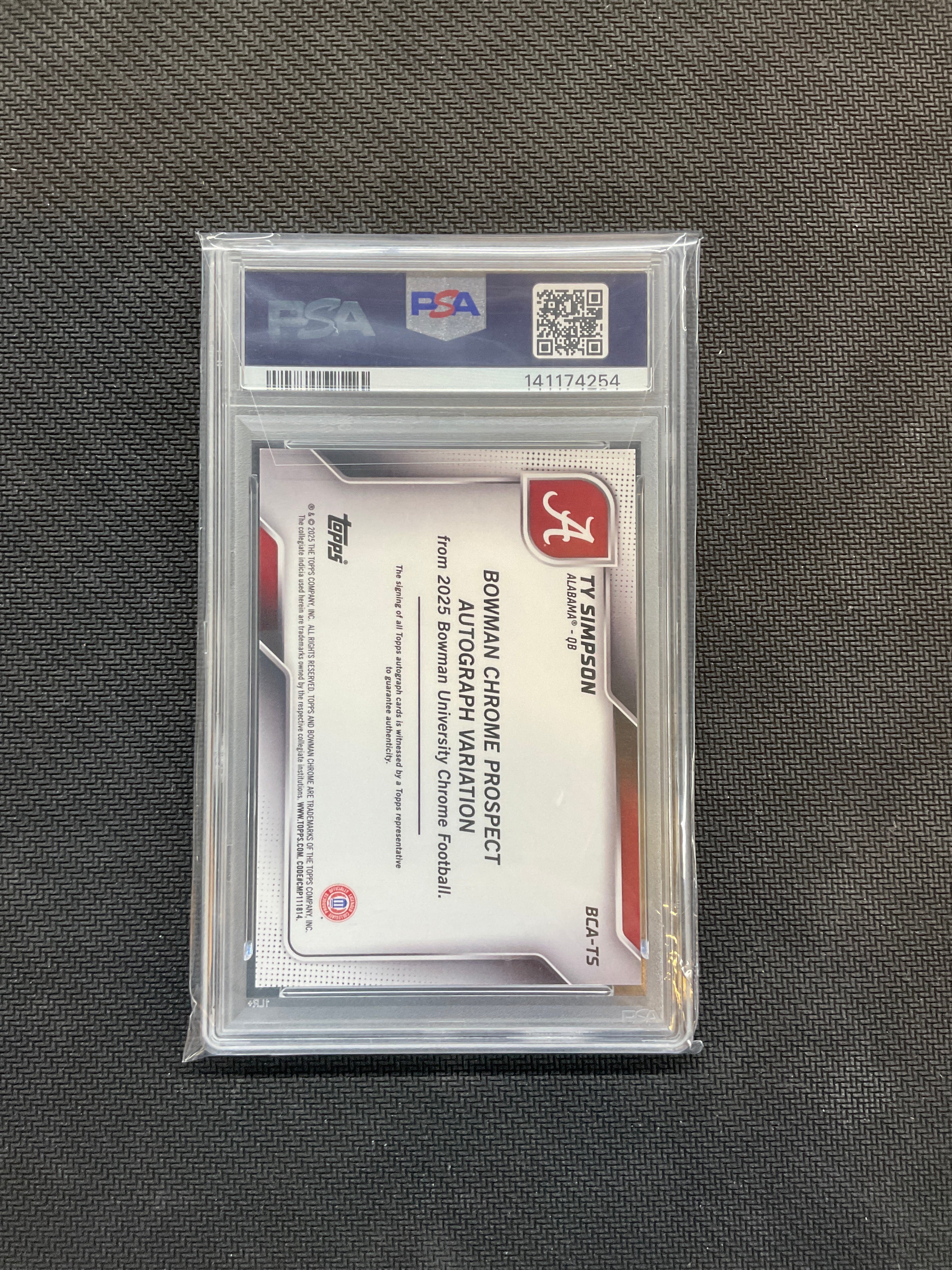 2025 Bowman U Chrome Ty Simpson Rookie Auto PSA 10 Alabama 254